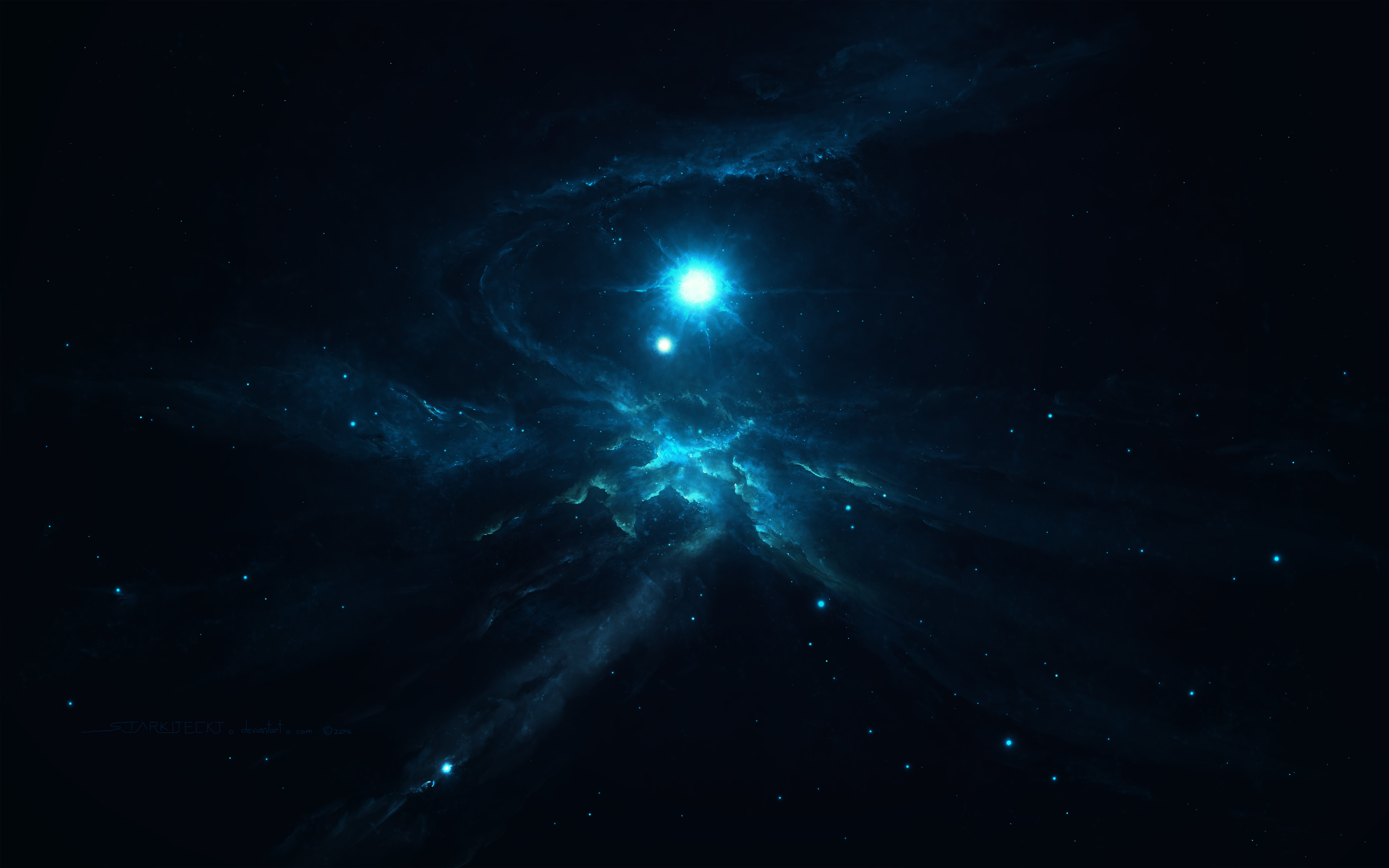 General 8000x5000 dark nebula abstract science fiction space galaxy universe stars space art Starkiteckt cyan DeviantArt