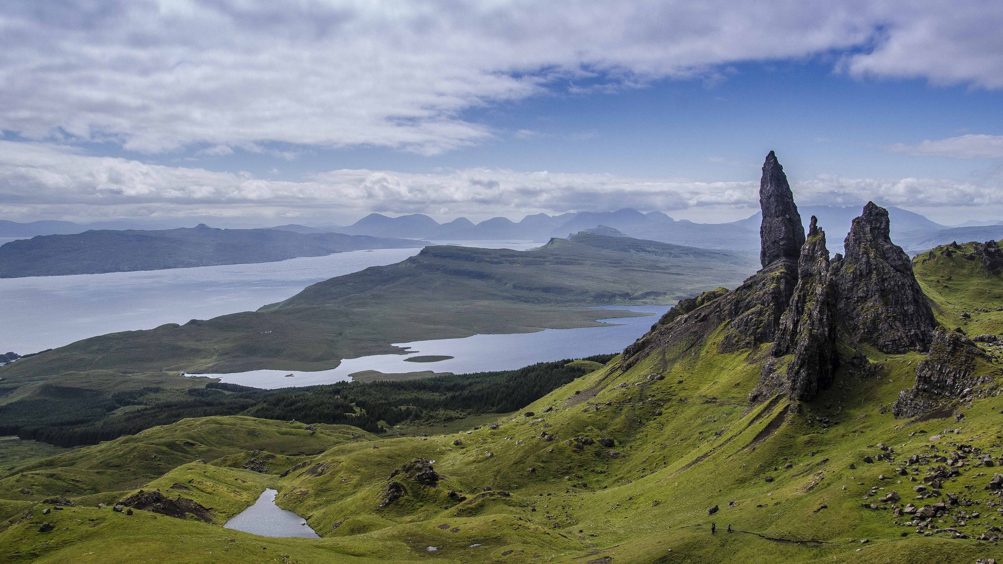 General 2048x1152 landscape Scotland the storr nature panorama rocks sky clouds