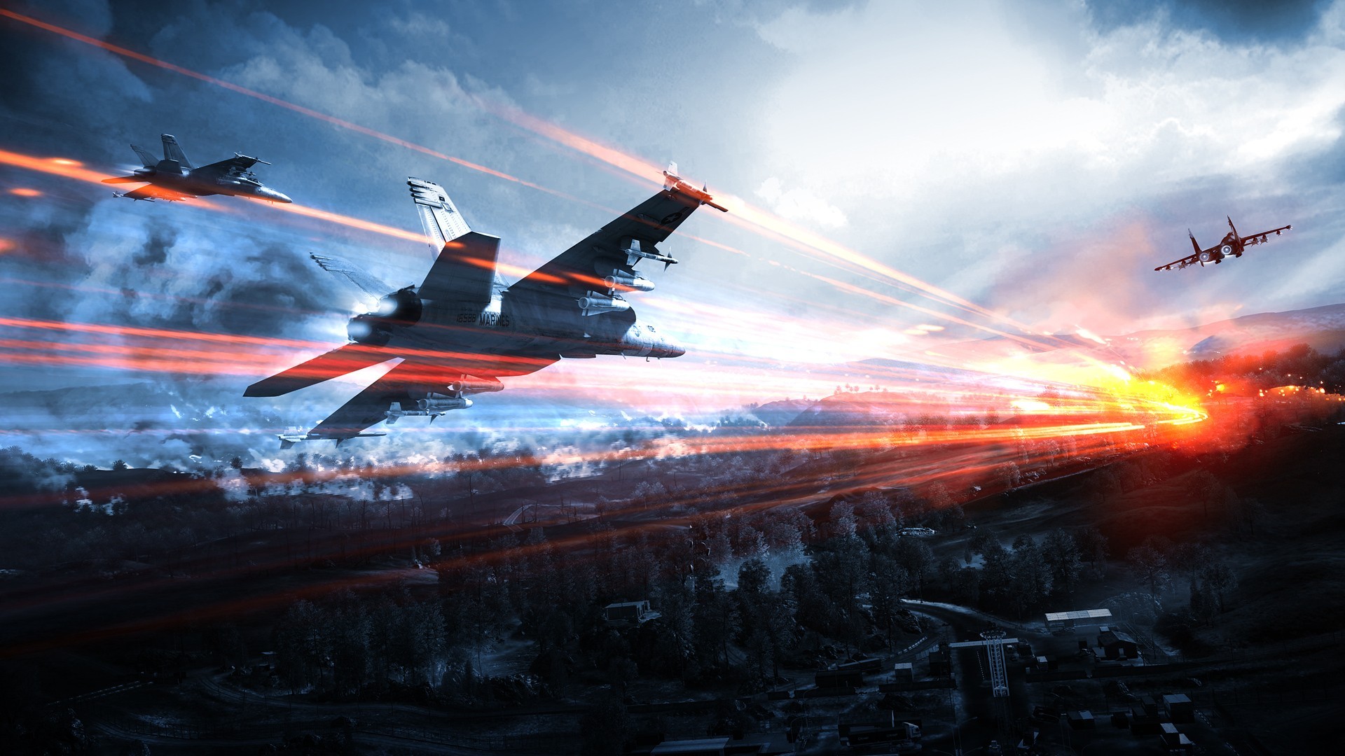 General 1920x1080 McDonnell Douglas F/A-18 Hornet Battlefield 3 video games cyan orange PC gaming jet fighter aircraft video game art EA Games military vehicle