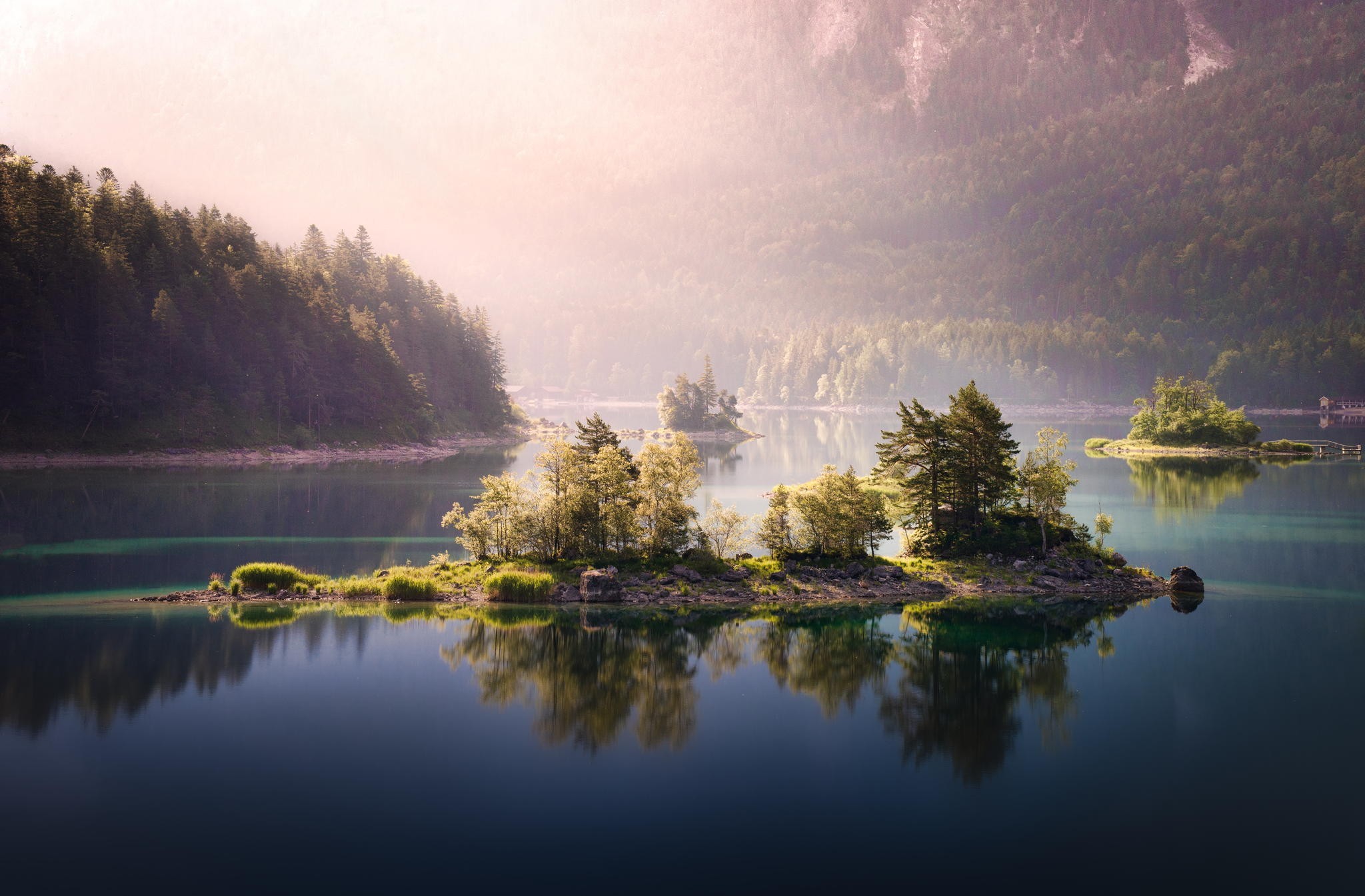 General 2048x1345 nature landscape lake forest mist island calm waters