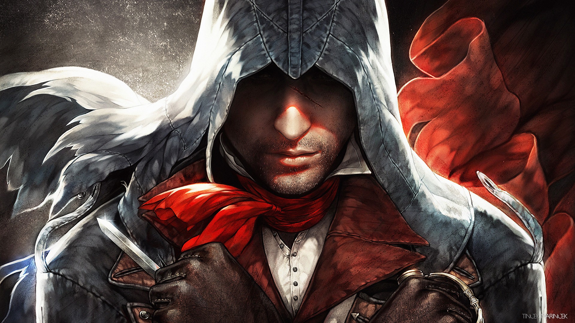 General 1920x1080 Assassin's Creed Arno Dorian Assassin's Creed:  Unity Valentina Remenar video games video game men video game art hoods face