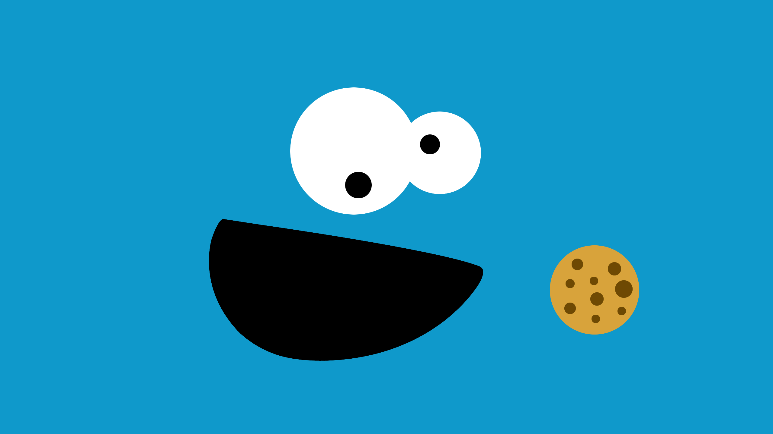 General 2560x1440 Cookie Monster cookies blue blue background minimalism