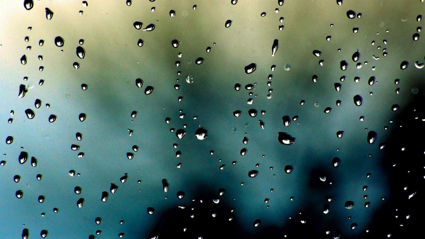 General 1366x768 rain water on glass water drops green