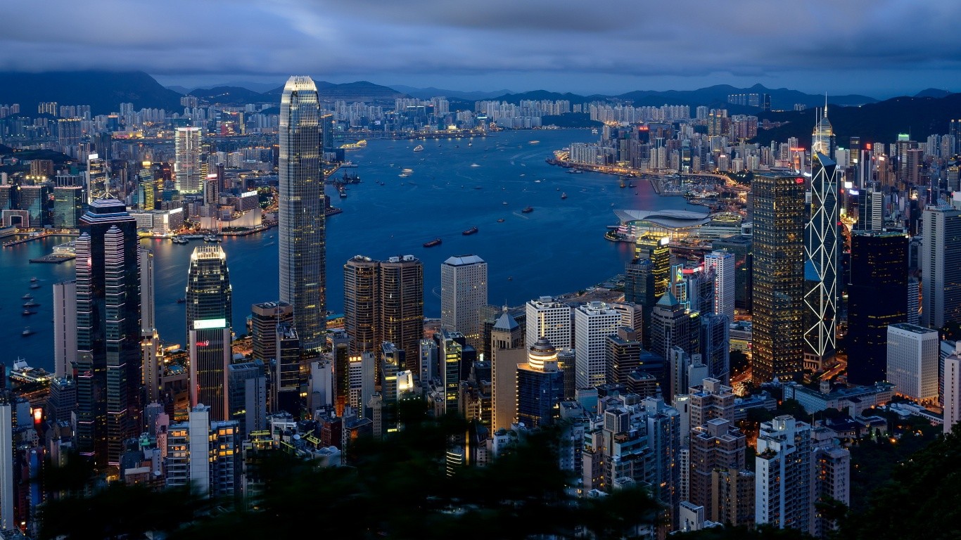 General 1366x768 cityscape building lights Hong Kong Asia