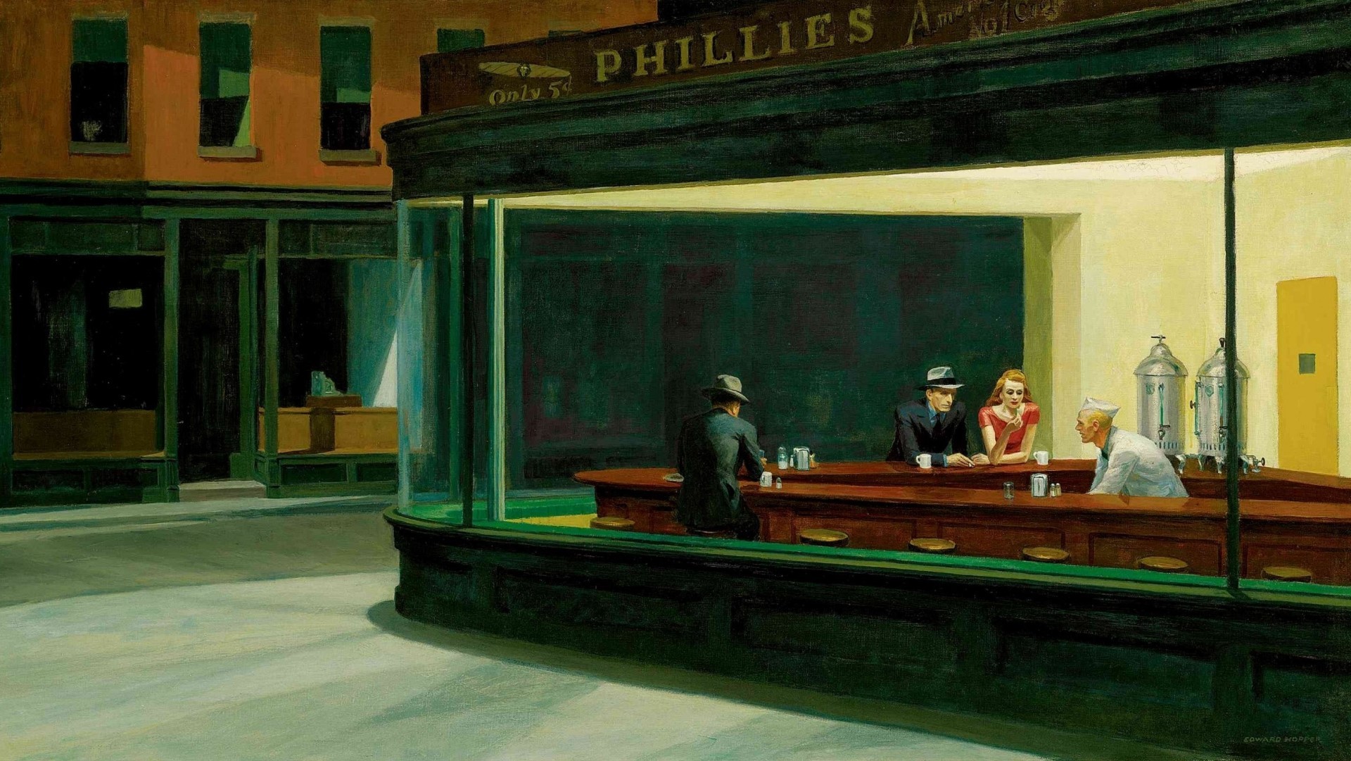 General 1920x1081 painting restaurant Nighthawks Edward Hopper diner classic art artwork