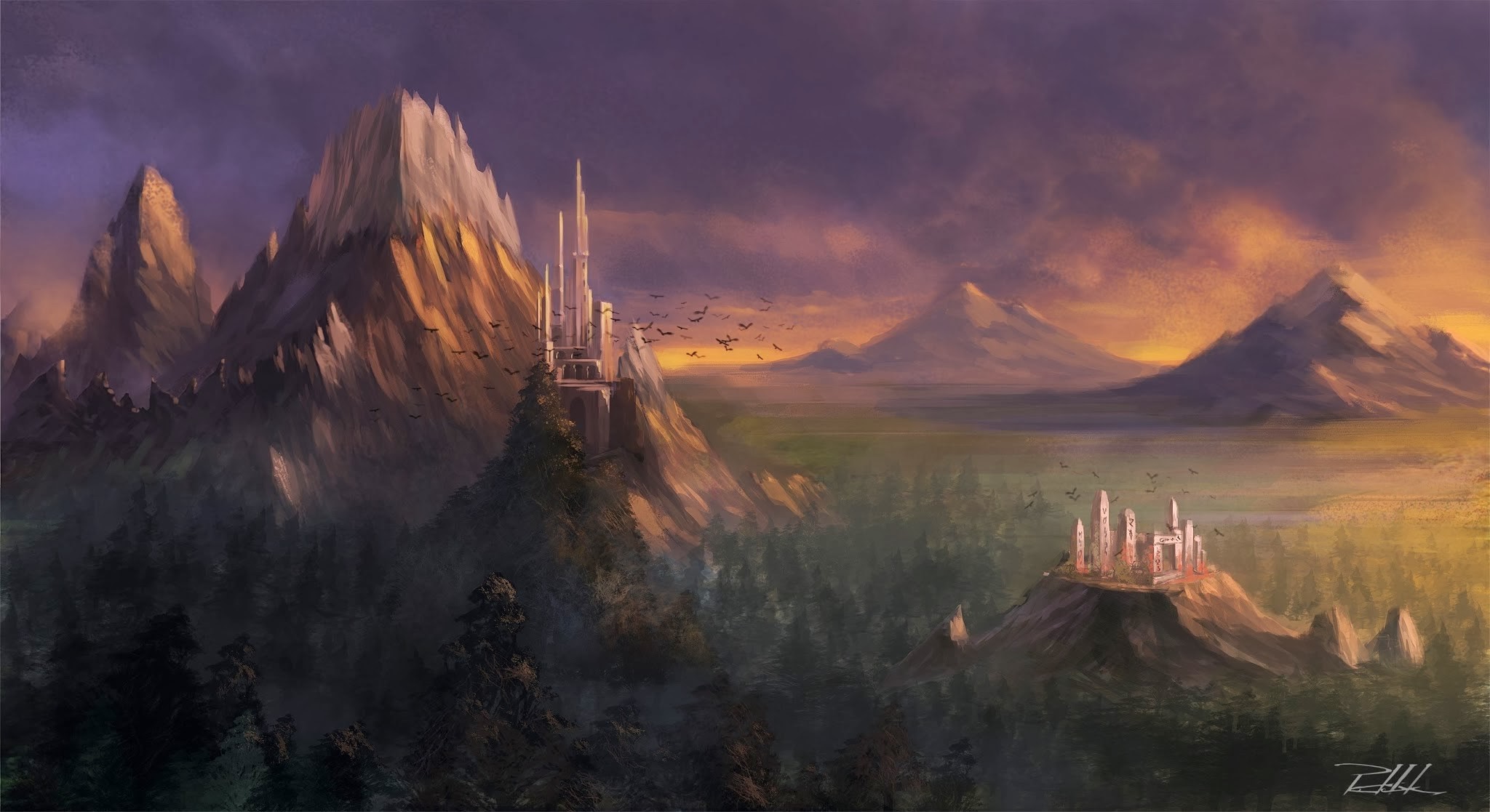 General 2048x1117 castle mountains landscape forest fantasy art fantasy city