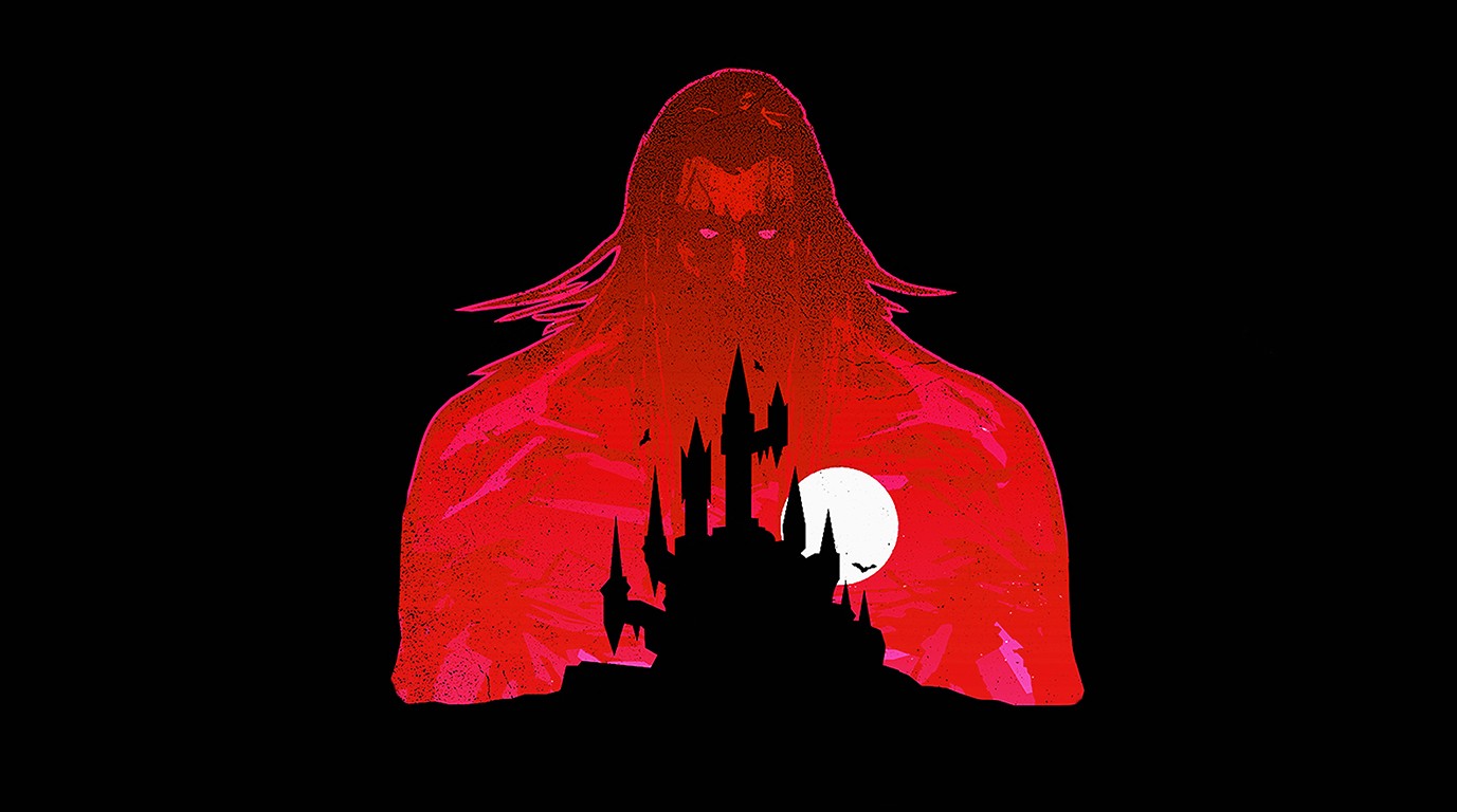General 1377x768 Castlevania: Lords of Shadow Castlevania Dracula red Moon video games video game art simple background black background