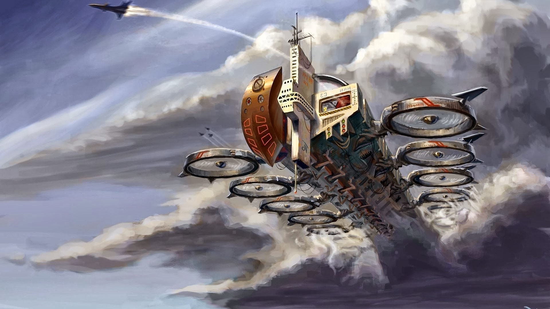 General 1920x1080 artwork sky hovercraft army science fiction vehicle aircraft futuristic