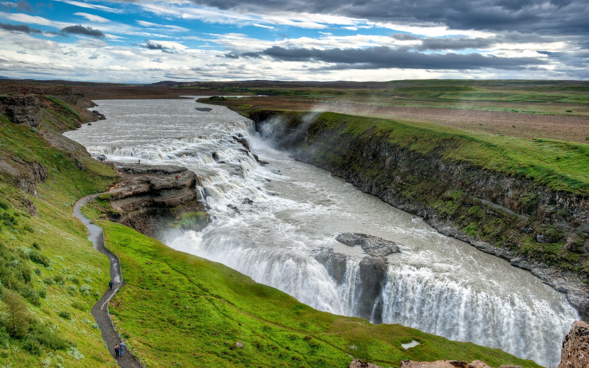 General 1920x1200 nature landscape river waterfall Gullfoss Falls Iceland nordic landscapes