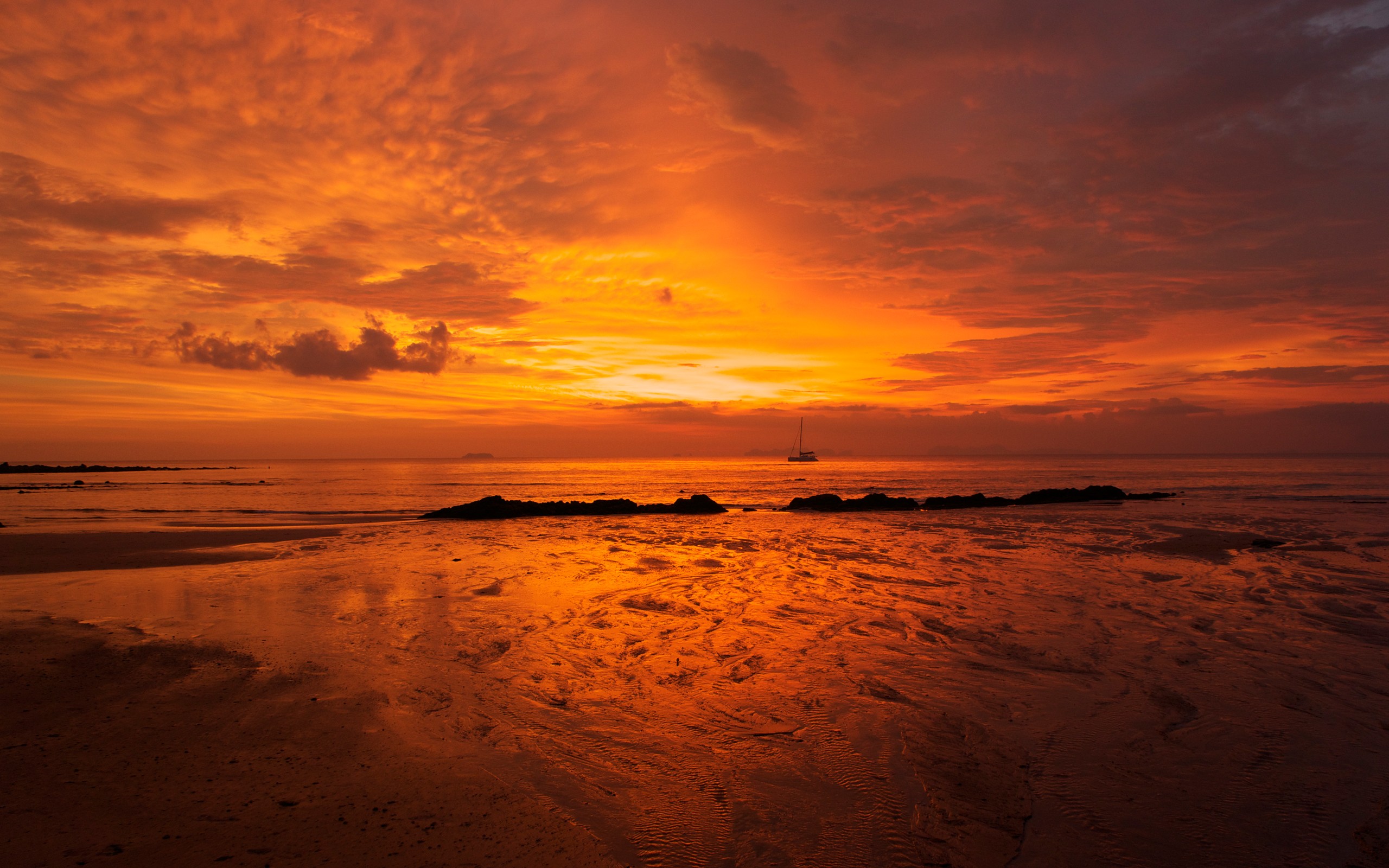 General 2560x1600 landscape nature sunset sea skyscape orange sky boat horizon sunlight dark outdoors