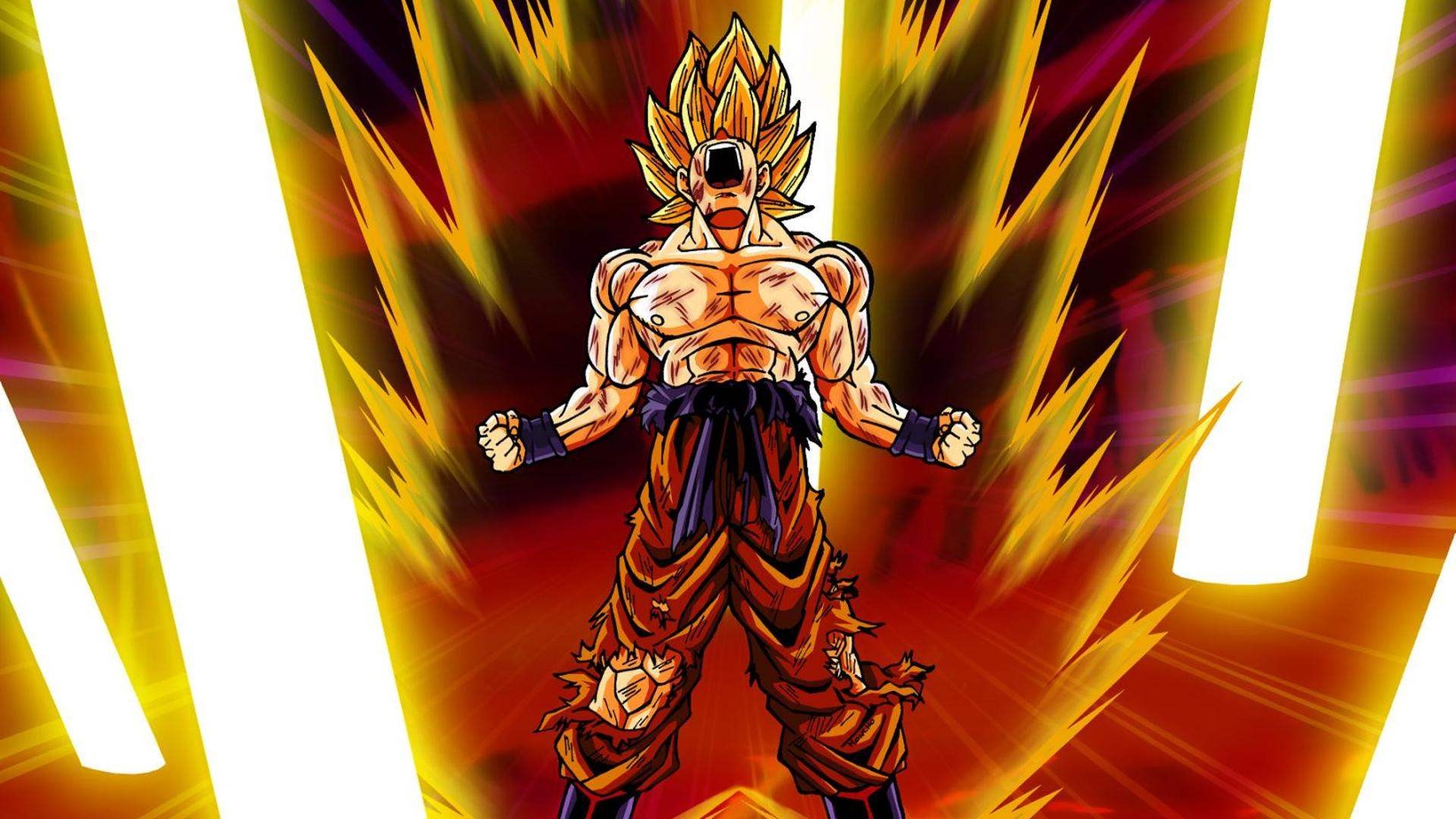 Anime 1920x1080 Dragon Ball Son Goku anime boys anime wounds blood open mouth standing muscles fist