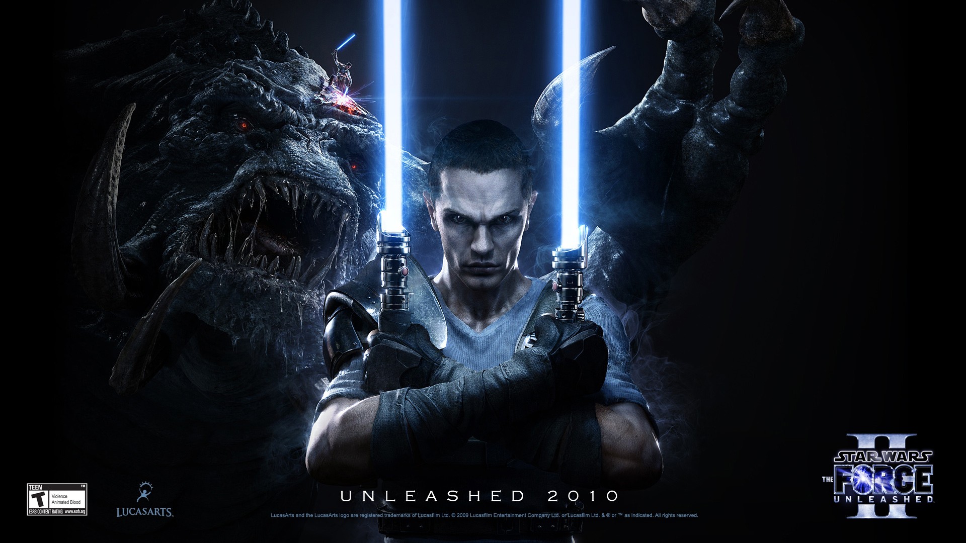 General 1920x1080 Star Wars Star Wars: The Force Unleashed video games lightsaber blue dark 2010 (Year) video game art science fiction Star Wars: The Force Unleashed 2