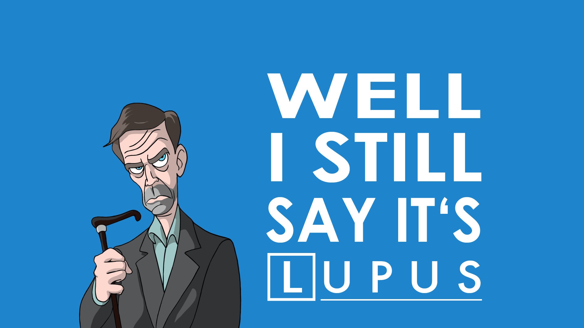 General 1920x1080 Hugh Laurie TV series text artwork simple background blue background