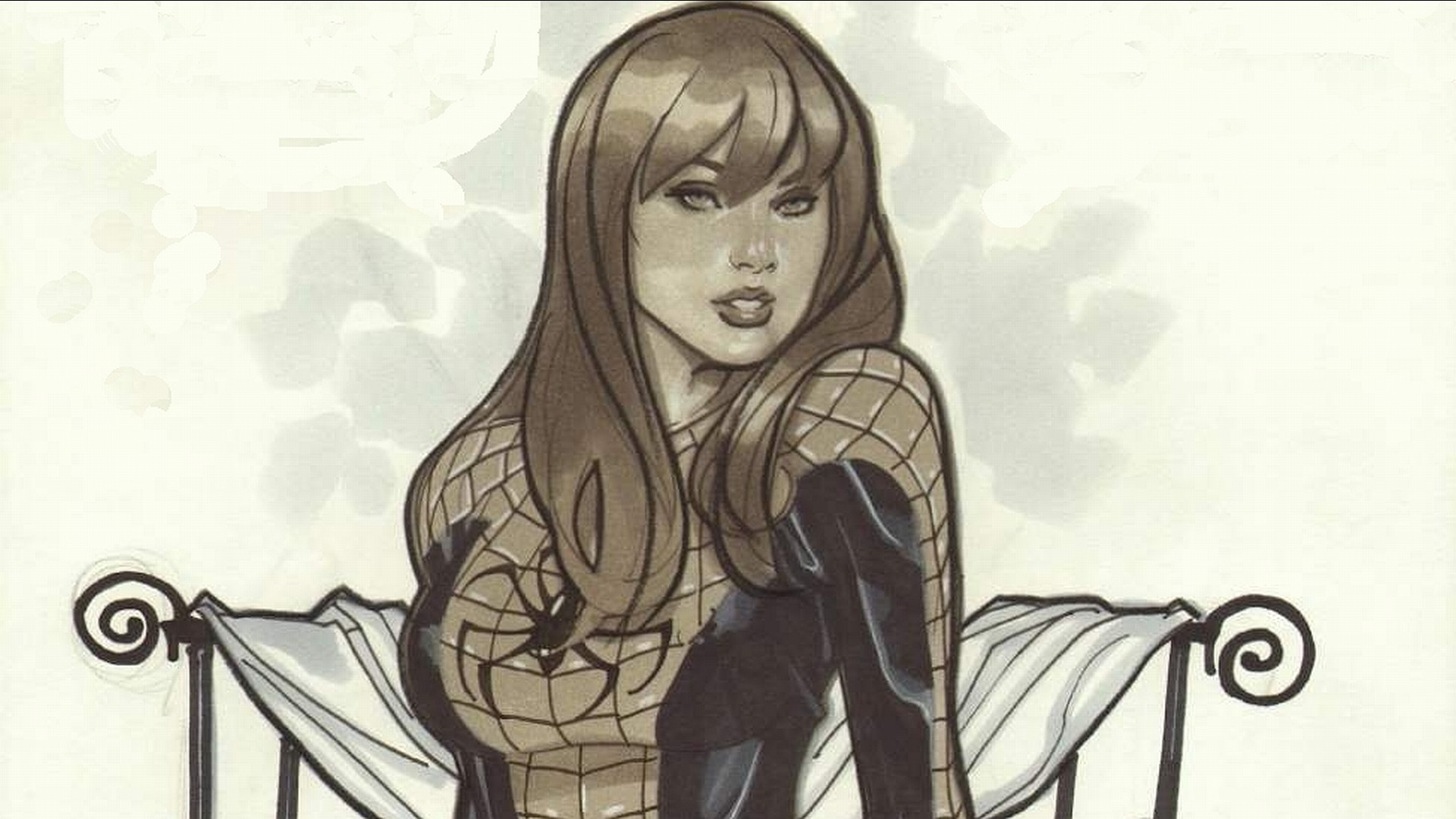 General 1920x1080 Spider-Man fantasy girl artwork women long hair simple background
