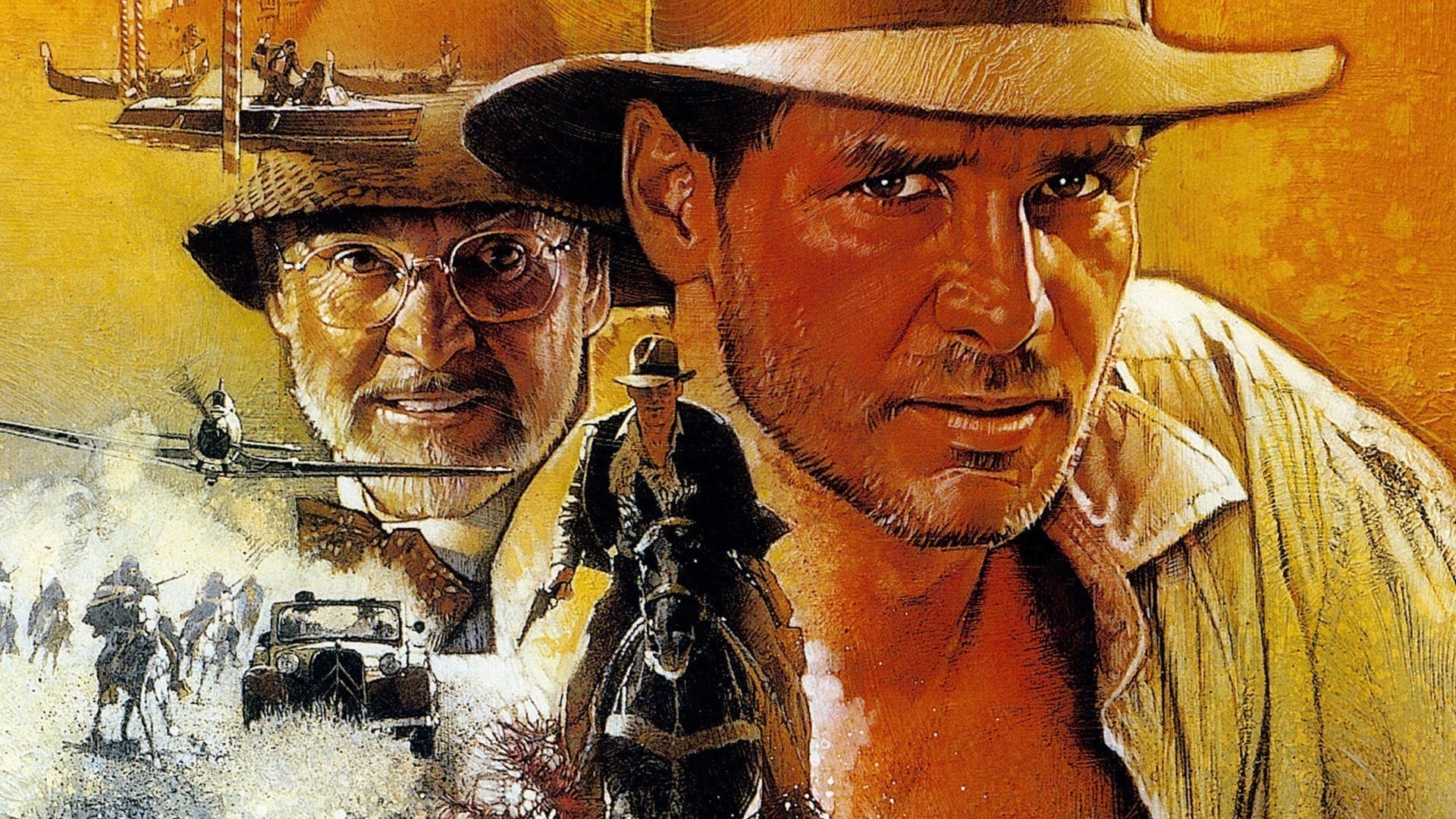 General 1920x1080 movies Indiana Jones Indiana Jones and the Last Crusade Harrison Ford Sean Connery actor