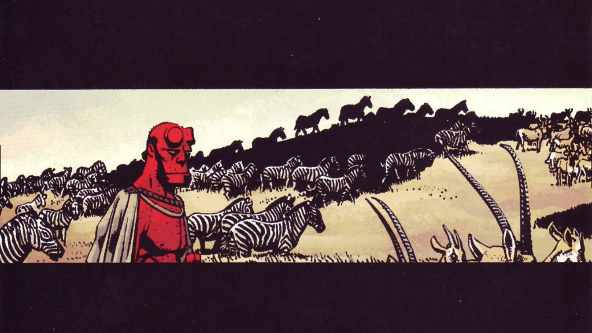 General 1920x1080 comic art comics Hellboy zebras animals
