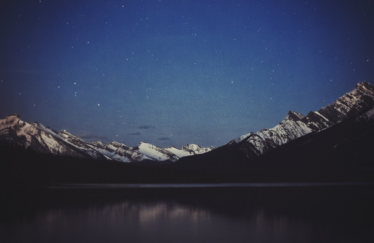 General 1280x832 nature mountains landscape night stars lake dark snowy peak sky