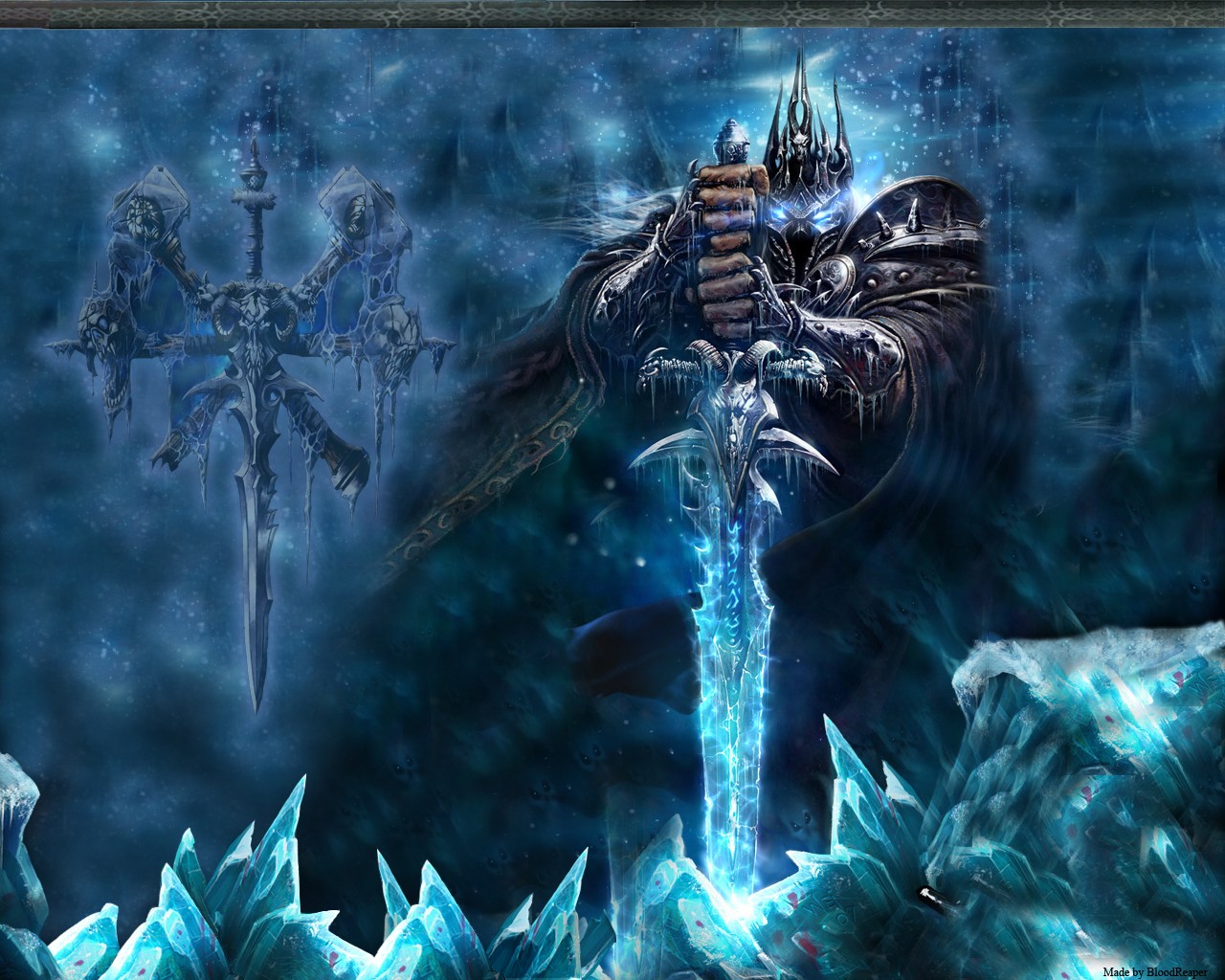 General 1280x1024 Warcraft World of Warcraft: Wrath of the Lich King World of Warcraft PC gaming fantasy art Blizzard Entertainment sword weapon ice fantasy armor glowing eyes blue eyes video game art