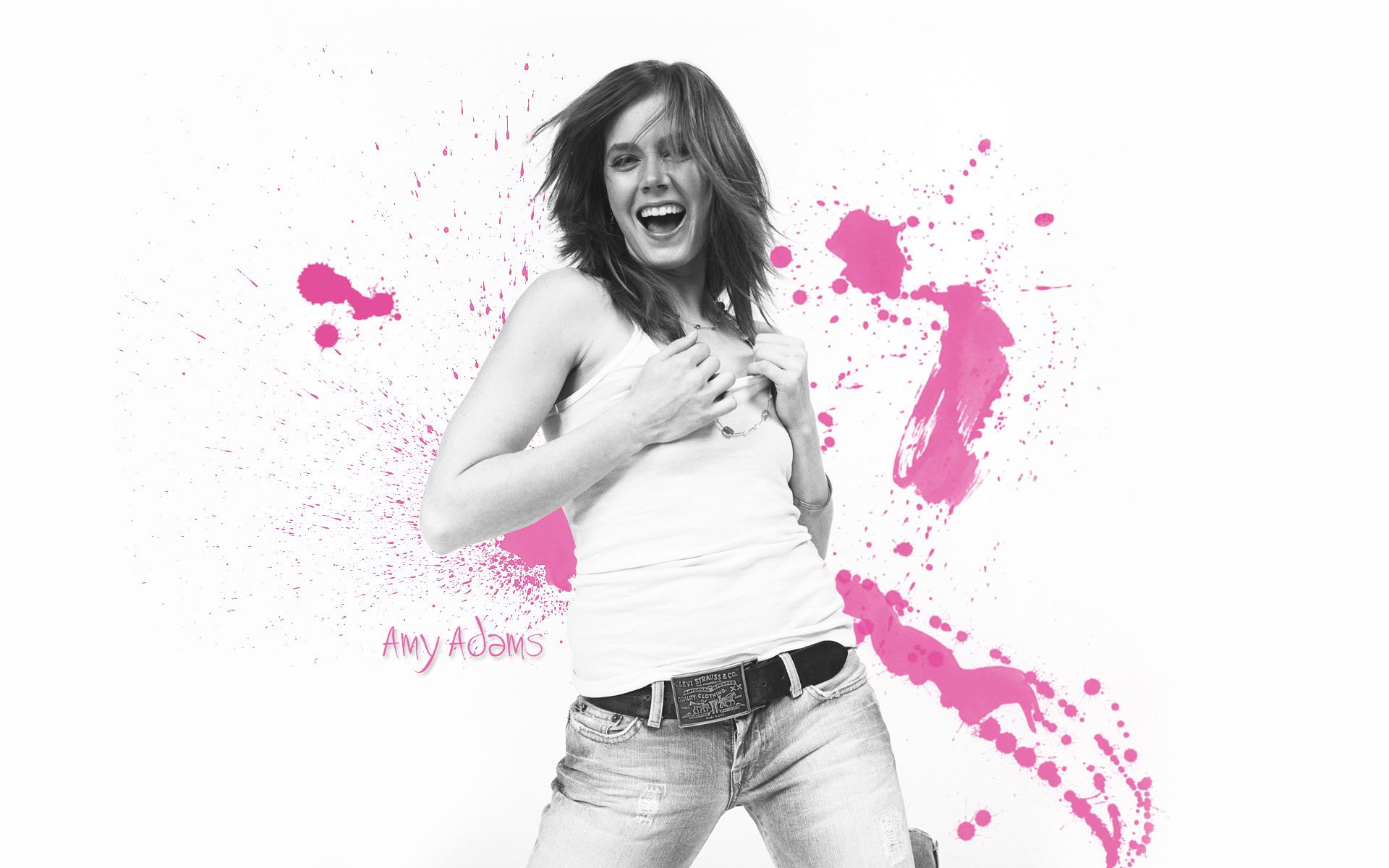 People 1920x1200 Amy Adams selective coloring women open mouth paint splatter simple background white background American women