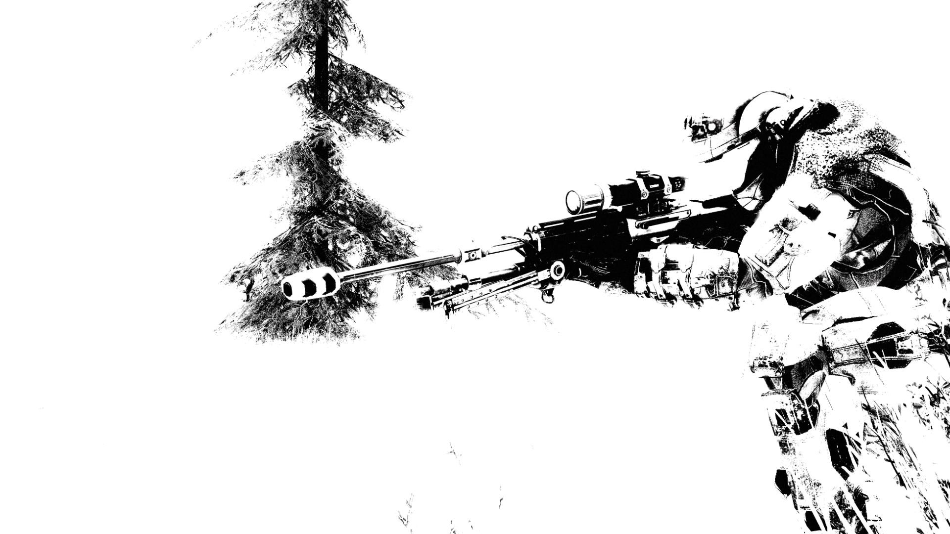 General 1920x1080 snipers weapon minimalism monochrome simple background Halo (game) video games