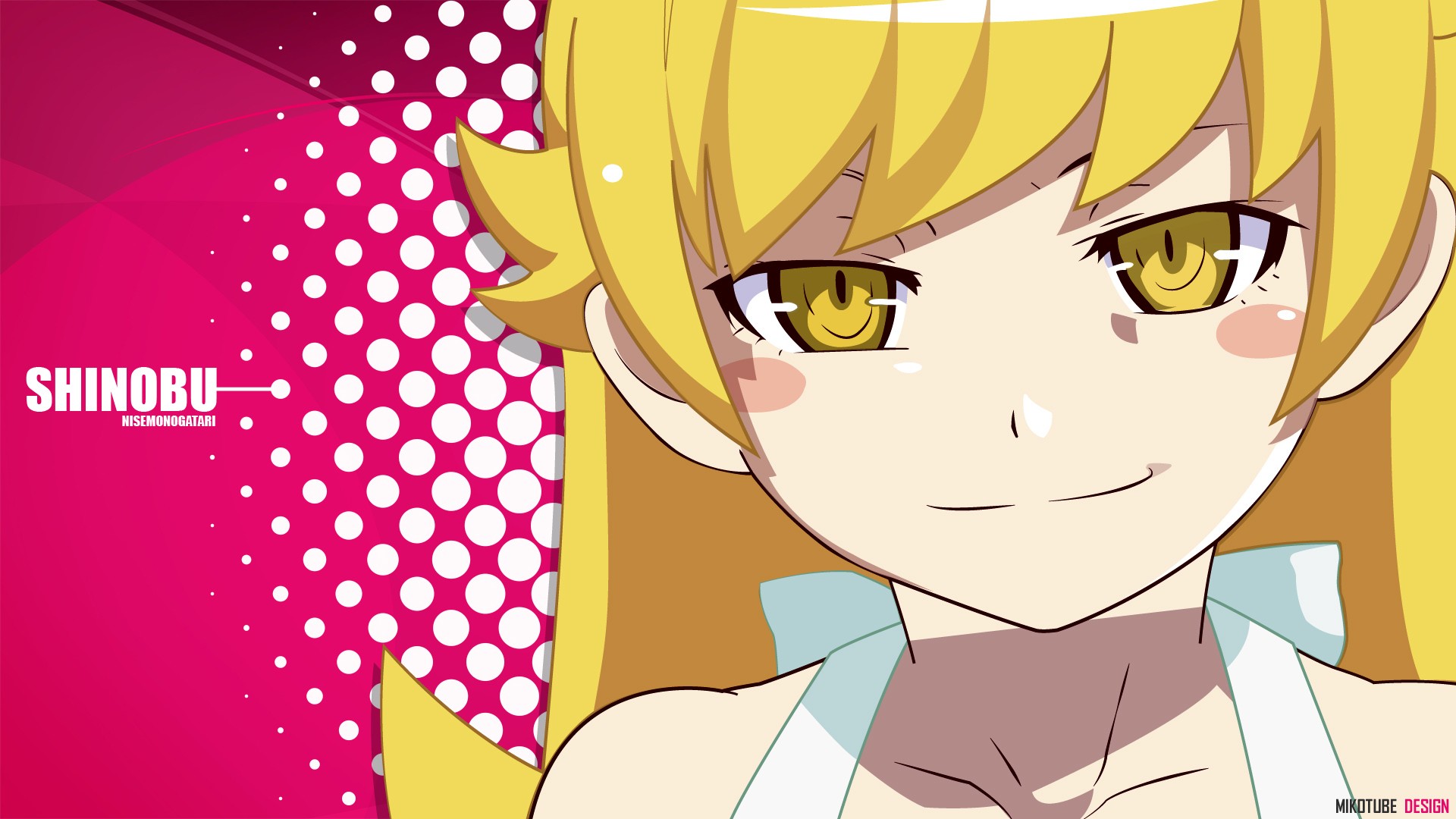 Anime 1920x1080 Monogatari Series Oshino Shinobu anime anime girls yellow eyes blonde face