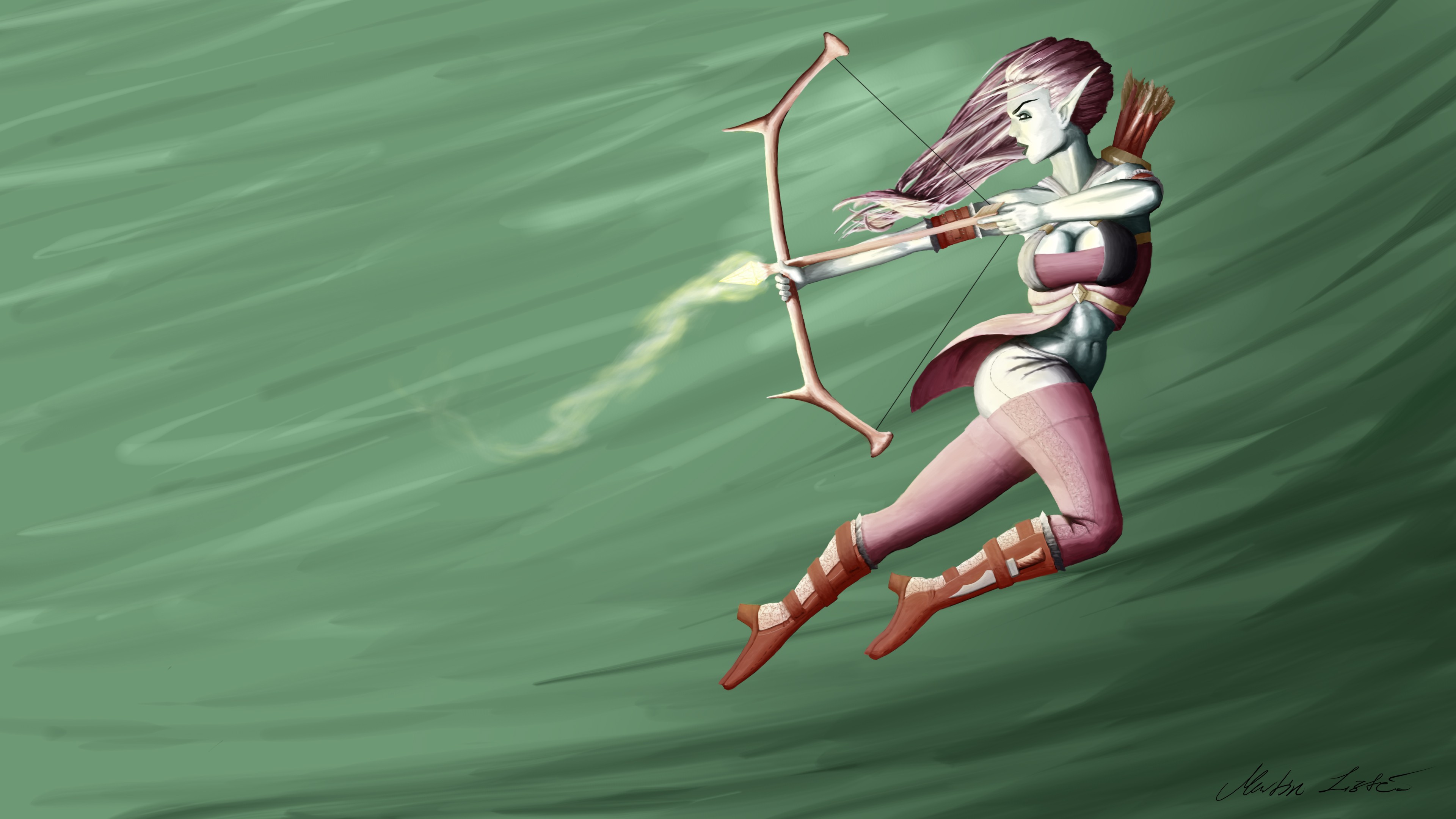General 3840x2160 artwork fantasy art arrows bow fantasy girl women archer digital art signature