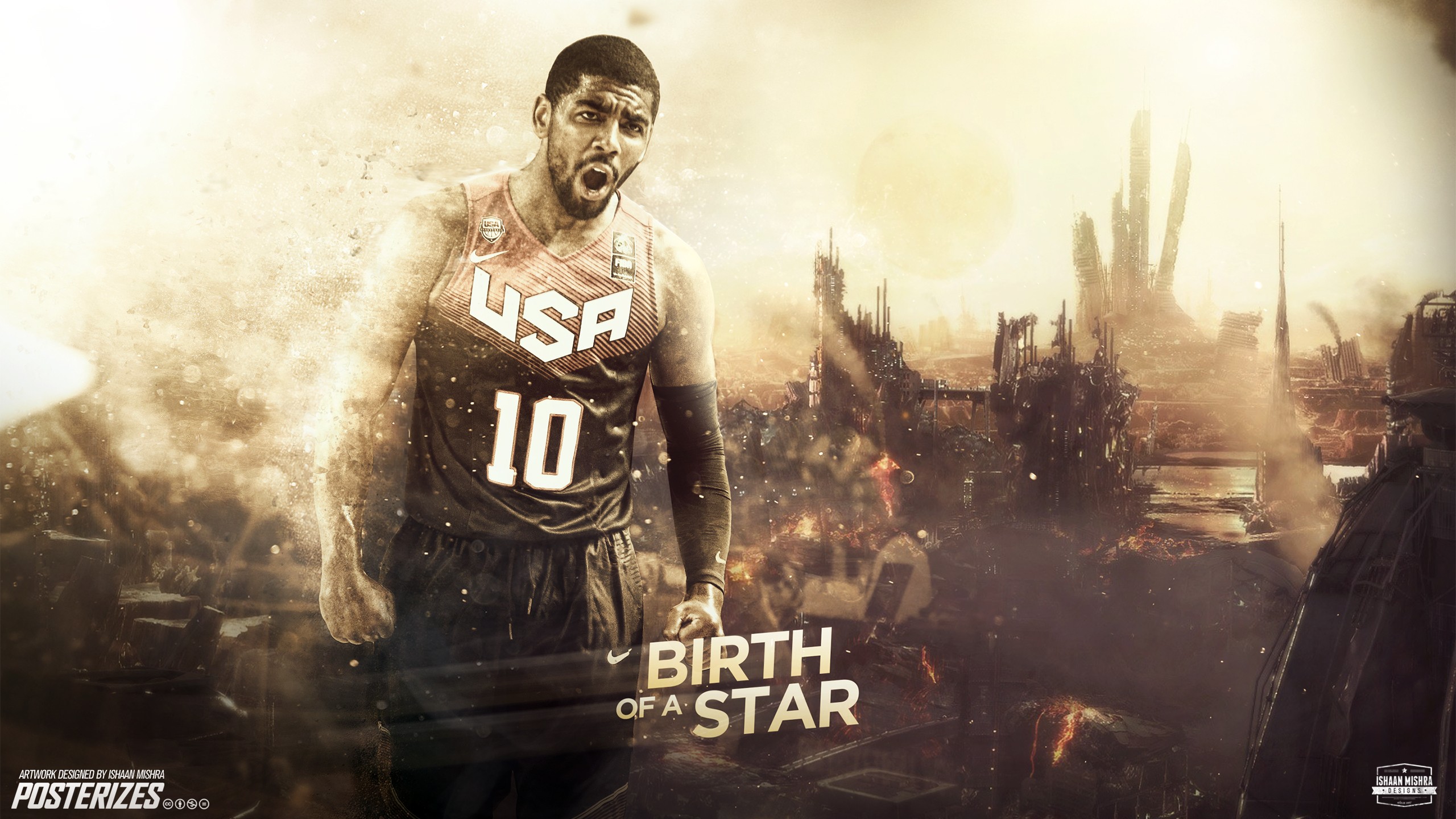 People 2560x1440 men basketball digital art numbers open mouth Kyrie Irving
