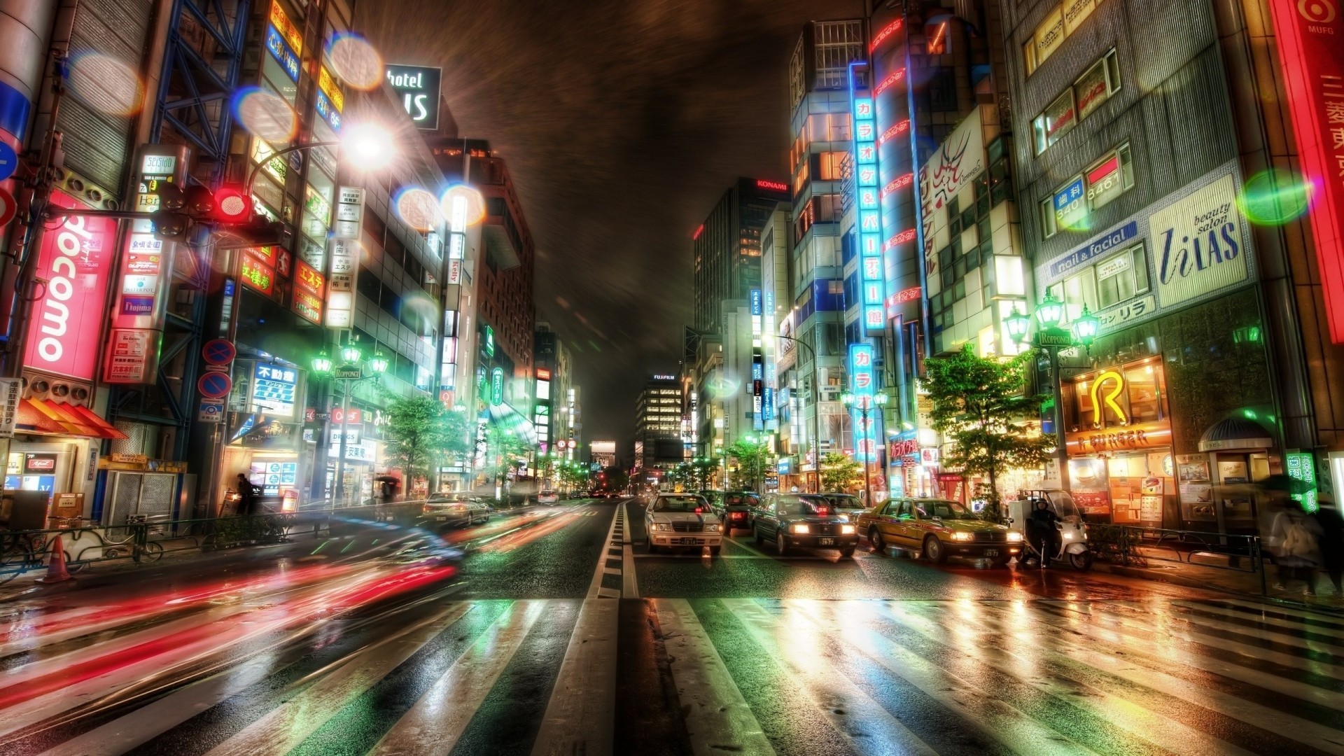General 1920x1080 city HDR traffic digital art cityscape long exposure night Japan Asia urban