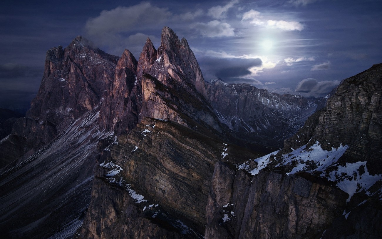 General 1300x812 nature landscape mountains snow clouds sky Moon moonlight Alps