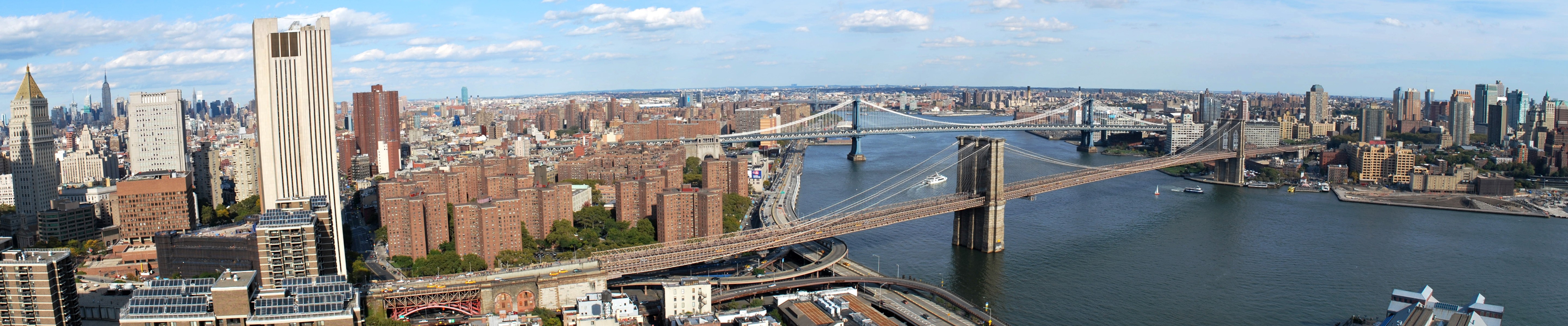 General 5760x1200 city triple screen wide angle New York City cityscape Brooklyn Bridge USA panorama