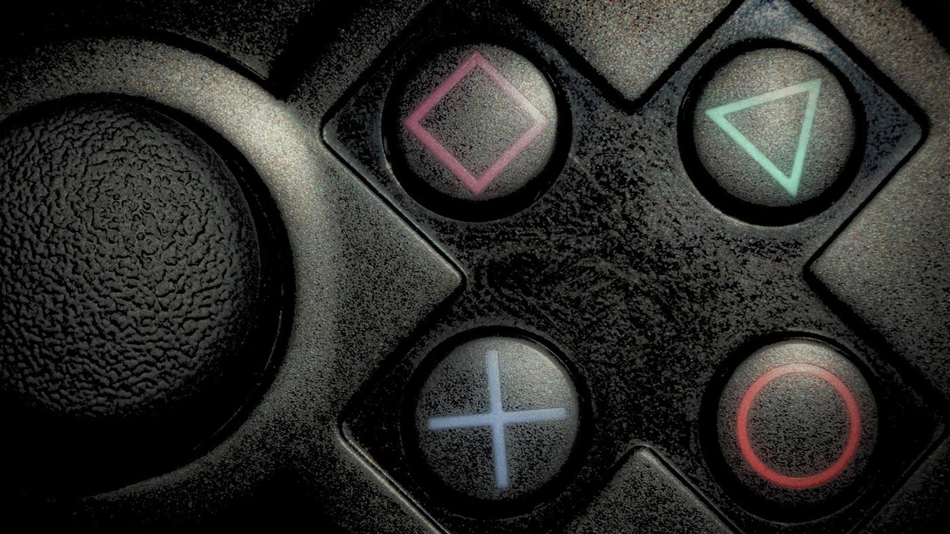 General 1920x1080 video games PlayStation controllers macro black nostalgia texture closeup Sony
