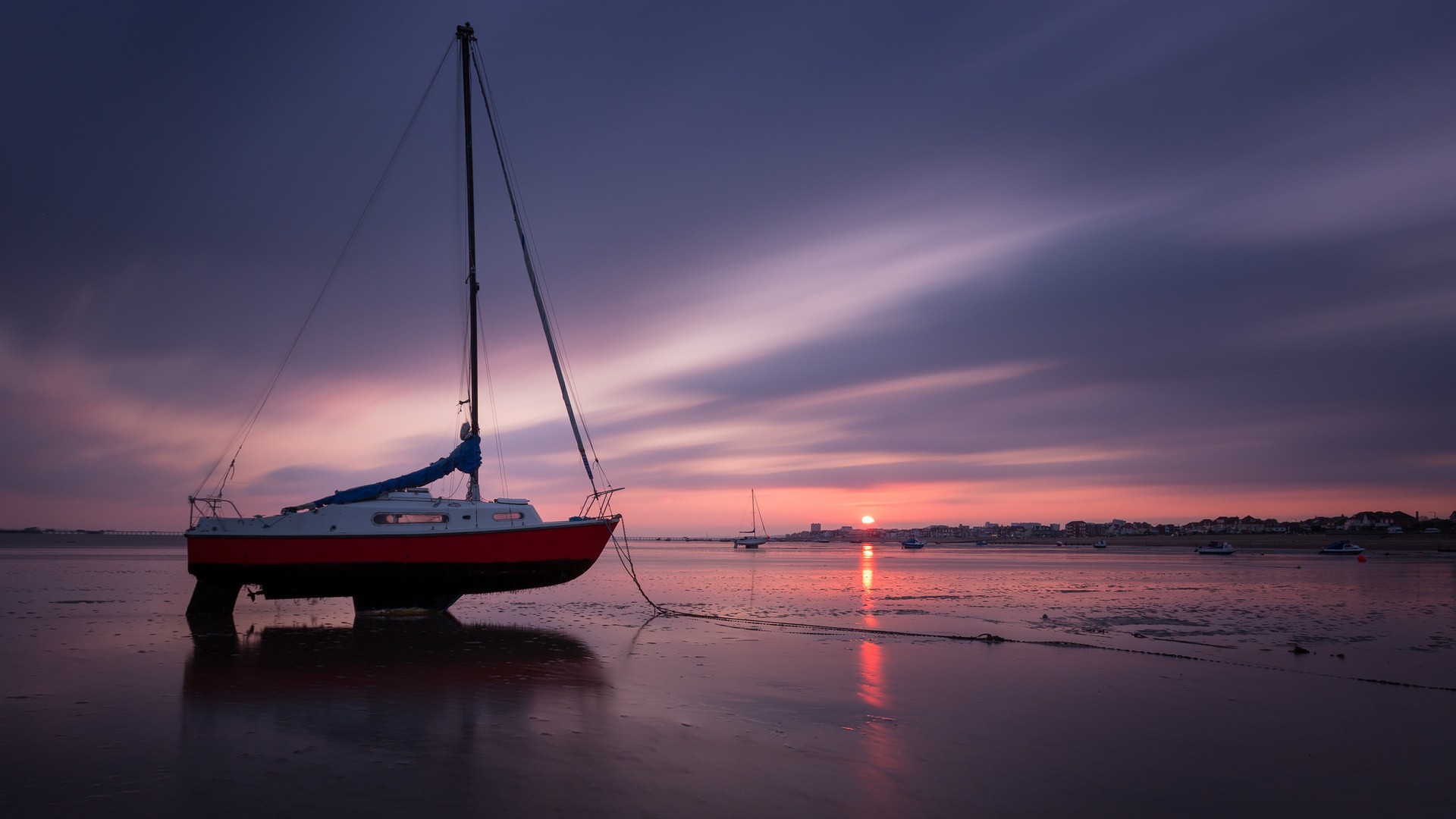 General 1920x1080 sea boat sky clouds outdoors vehicle sunset