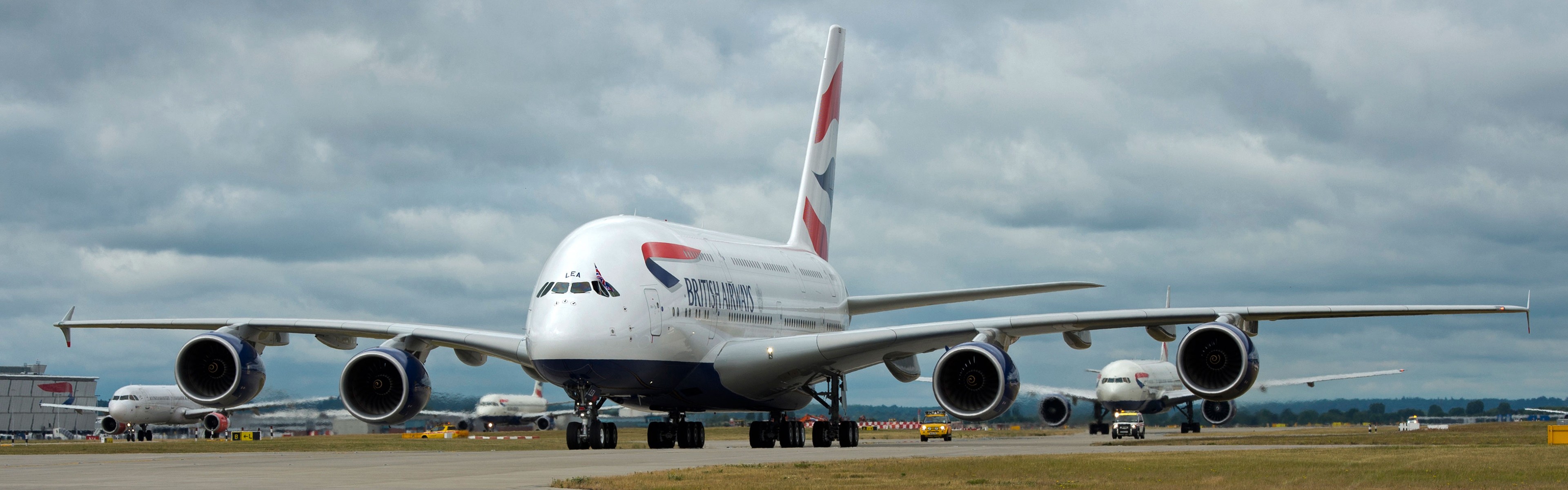 General 3840x1200 Airbus A380 Airbus airplane aircraft airport dual monitors multiple display passenger aircraft vehicle airline british airways french aircraft
