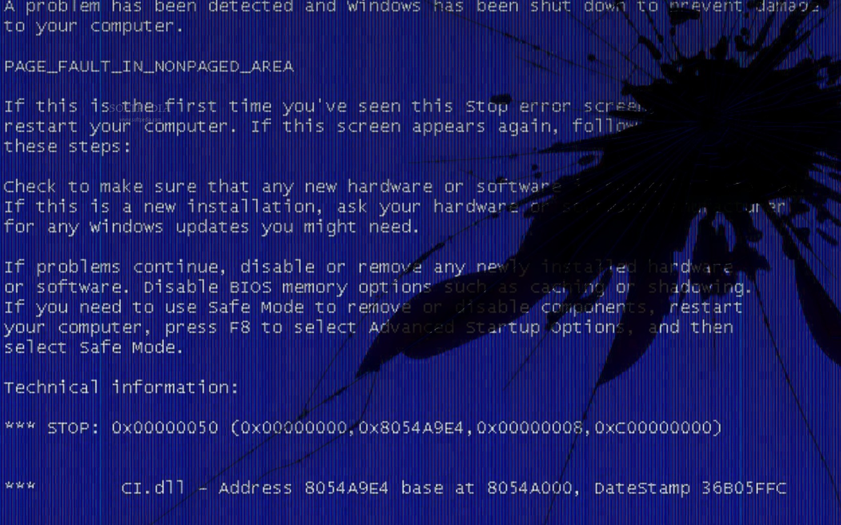 General 1680x1050 Blue Screen of Death broken glass numbers humor Windows Errors errors text computer Microsoft Windows