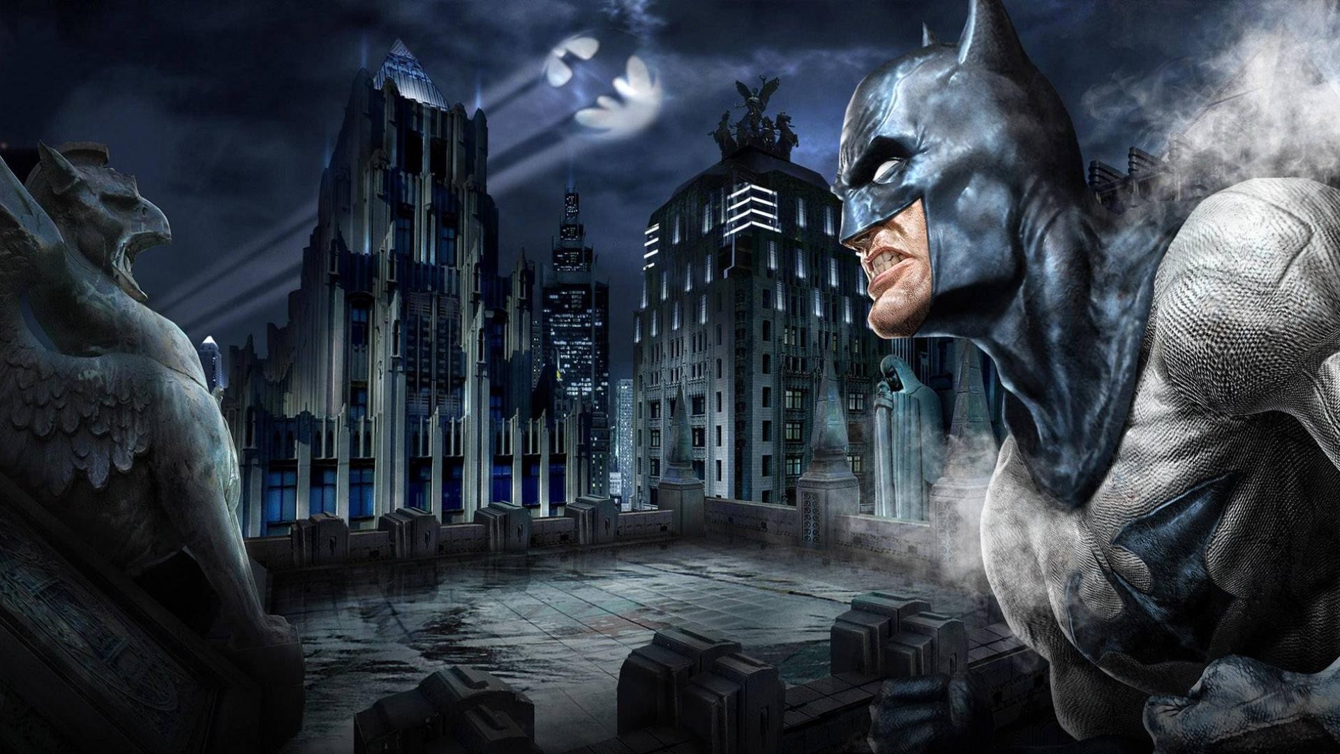 General 1920x1080 Batman night sky Gotham City artwork logo night video games video game art Batman: Arkham City