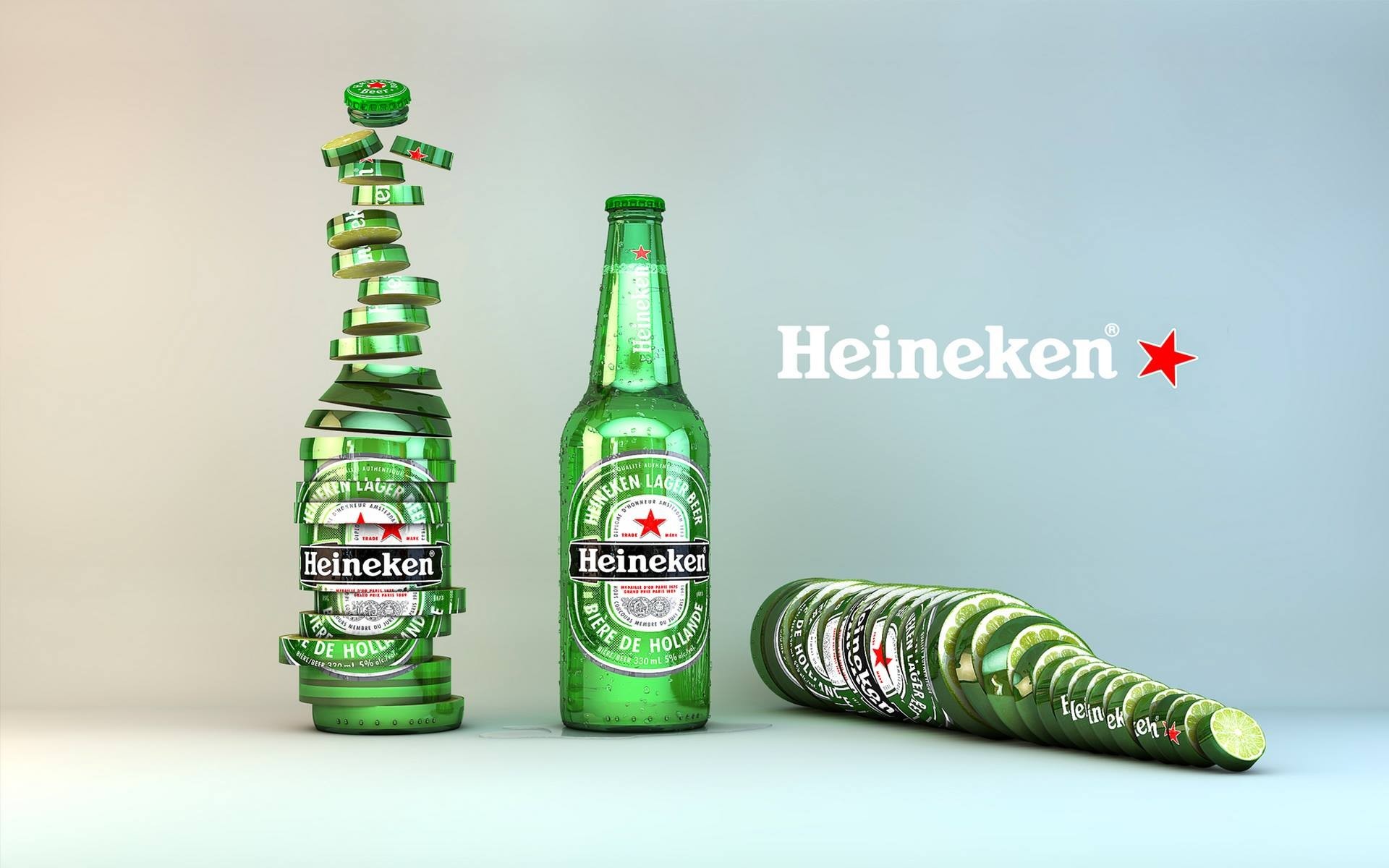 General 1920x1200 CGI beer Heineken minimalism advertisements simple background alcohol bottles