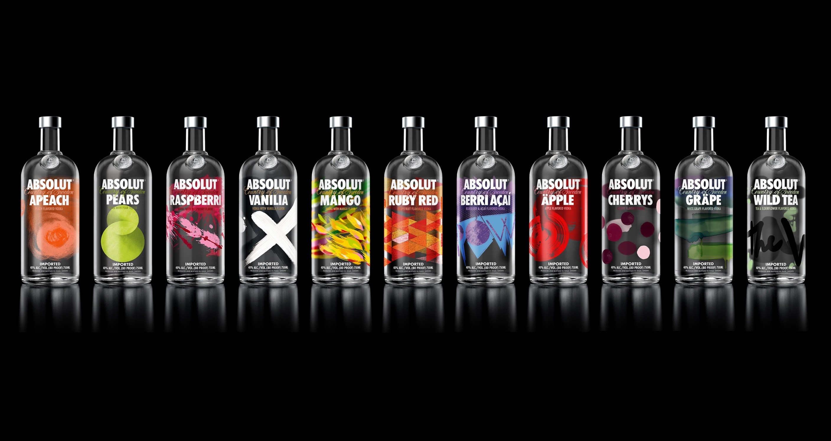 General 2815x1495 Absolut vodka bottles alcohol black background brand simple background