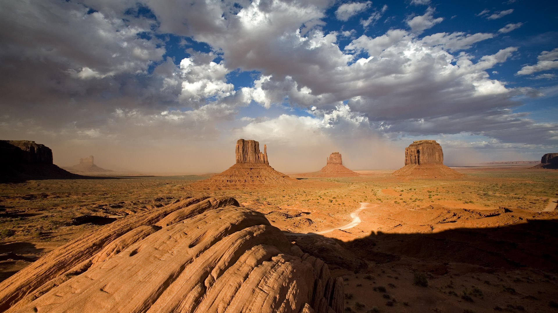 General 1920x1080 landscape rocks mountains desert nature Monument Valley road rock formation clouds sky