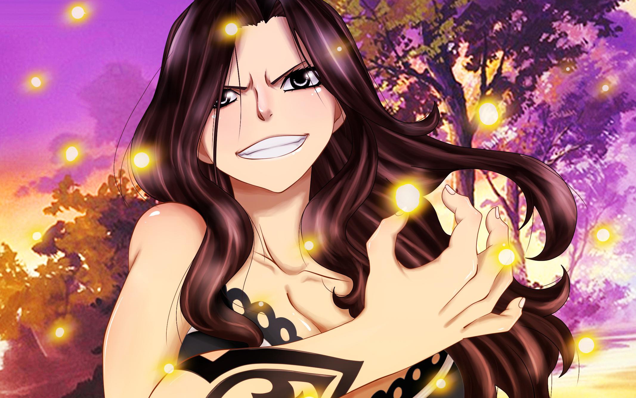 Anime 2133x1335 anime Fairy Tail Cana Alberona anime girls dark eyes long hair fantasy art fantasy girl