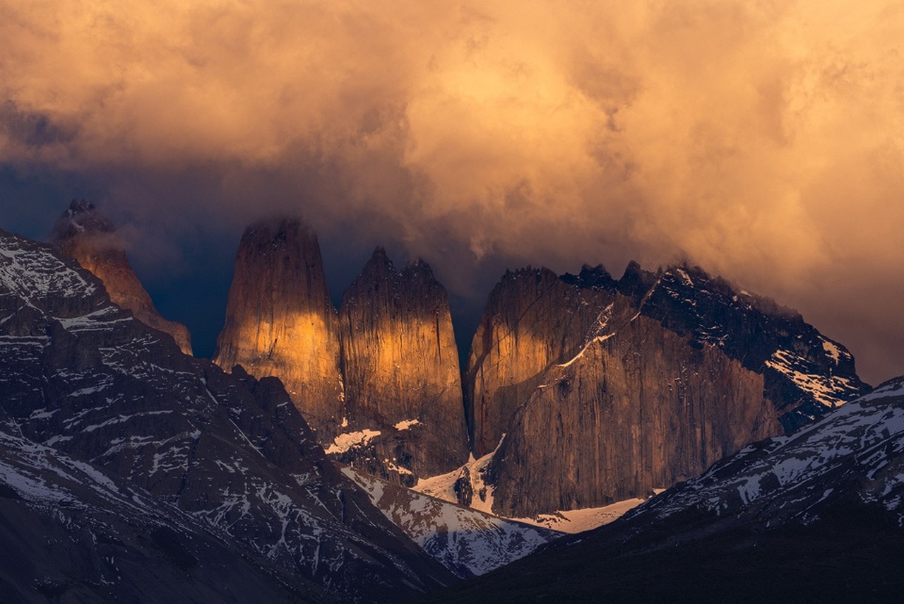 General 1280x855 nature Torres del Paine landscape Chile mountains sunset clouds snowy peak cliff summit South America