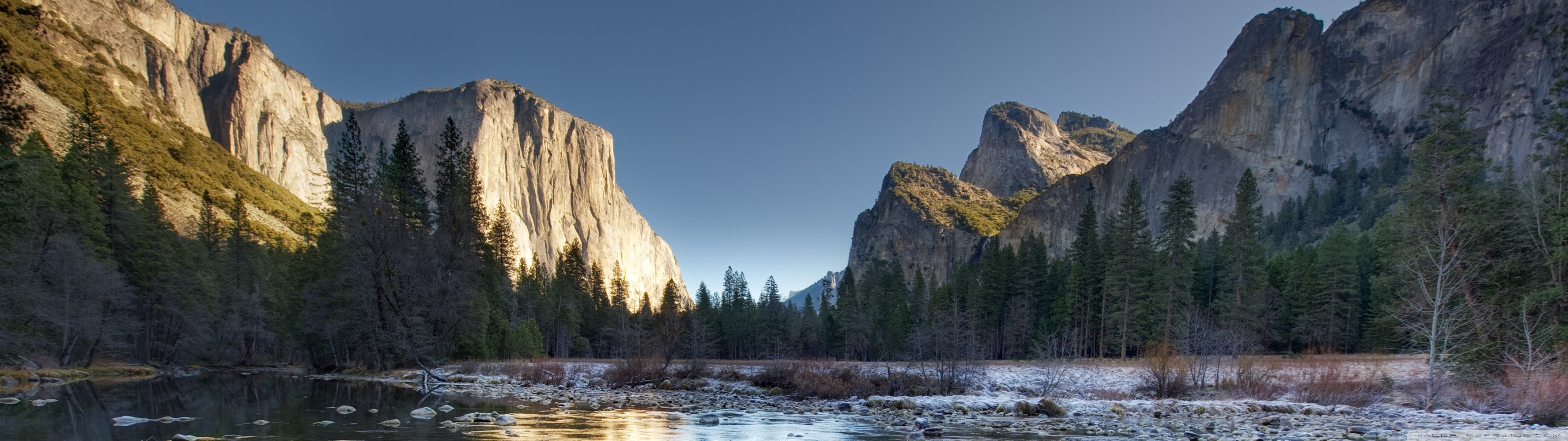General 3840x1080 multiple display landscape Yosemite National Park nature USA rock formation California El Capitan