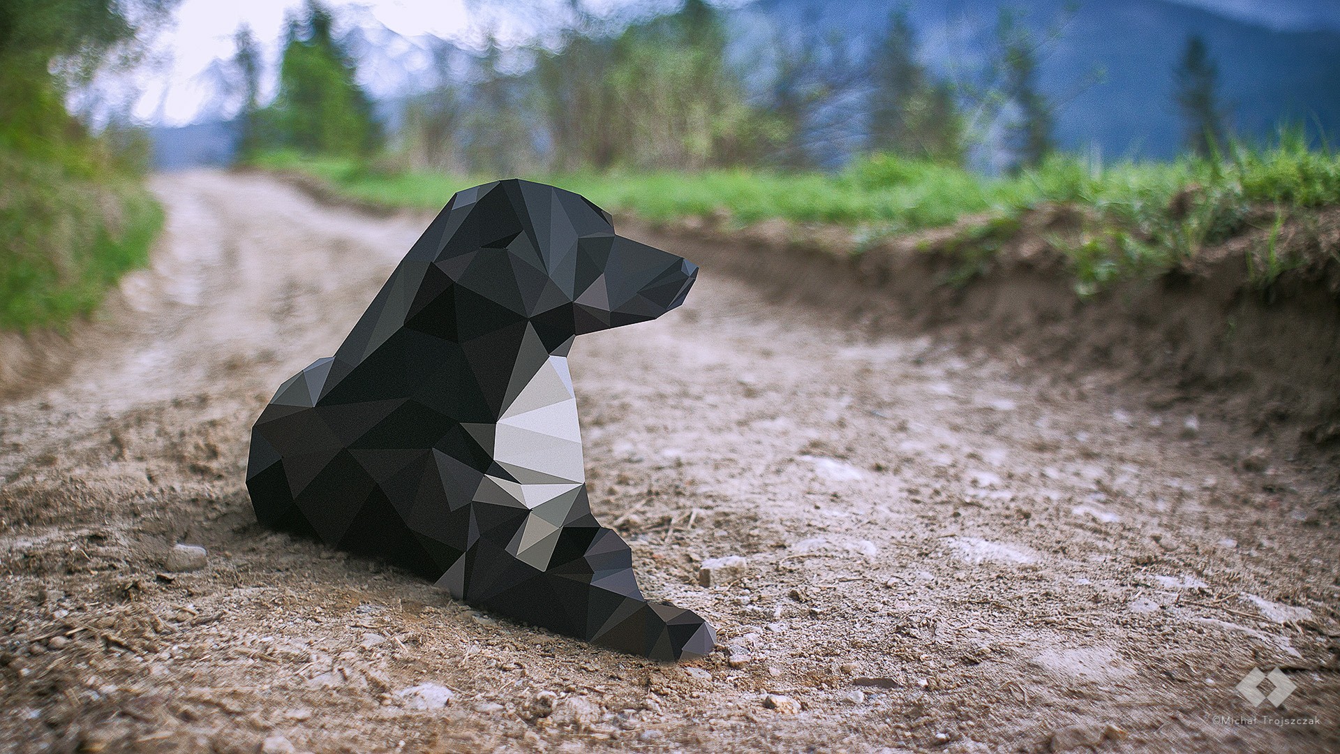 General 1920x1080 dog vector artwork low poly animals