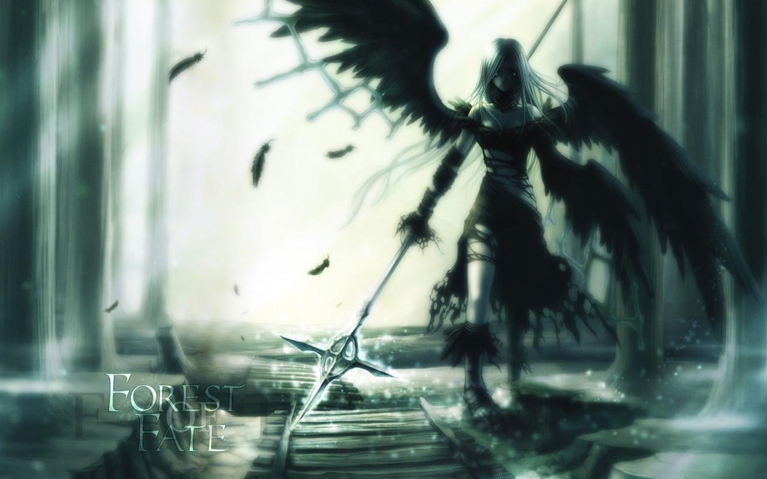 Anime 2560x1600 digital art anime girls anime wings spear fantasy girl fantasy art