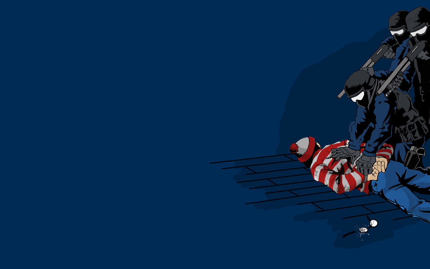 General 1440x900 Where's Wally humor Waldo simple background weapon blue background