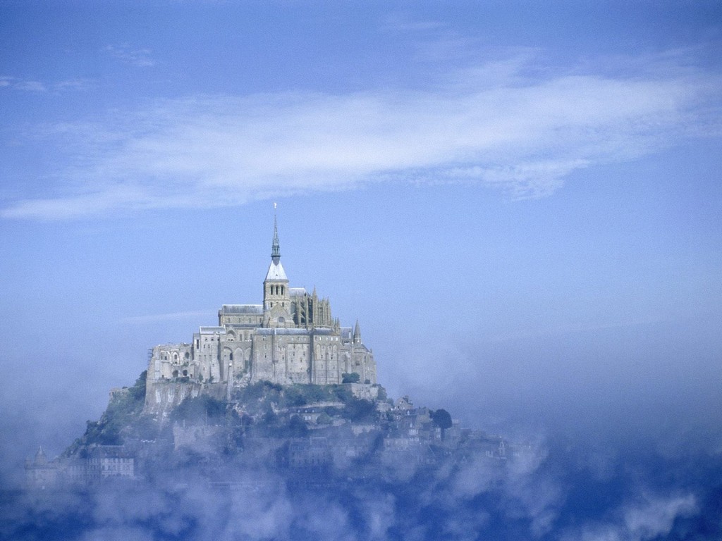 General 1024x768 Mont Saint-Michel France island mist Abbey World Heritage Site monastery landmark