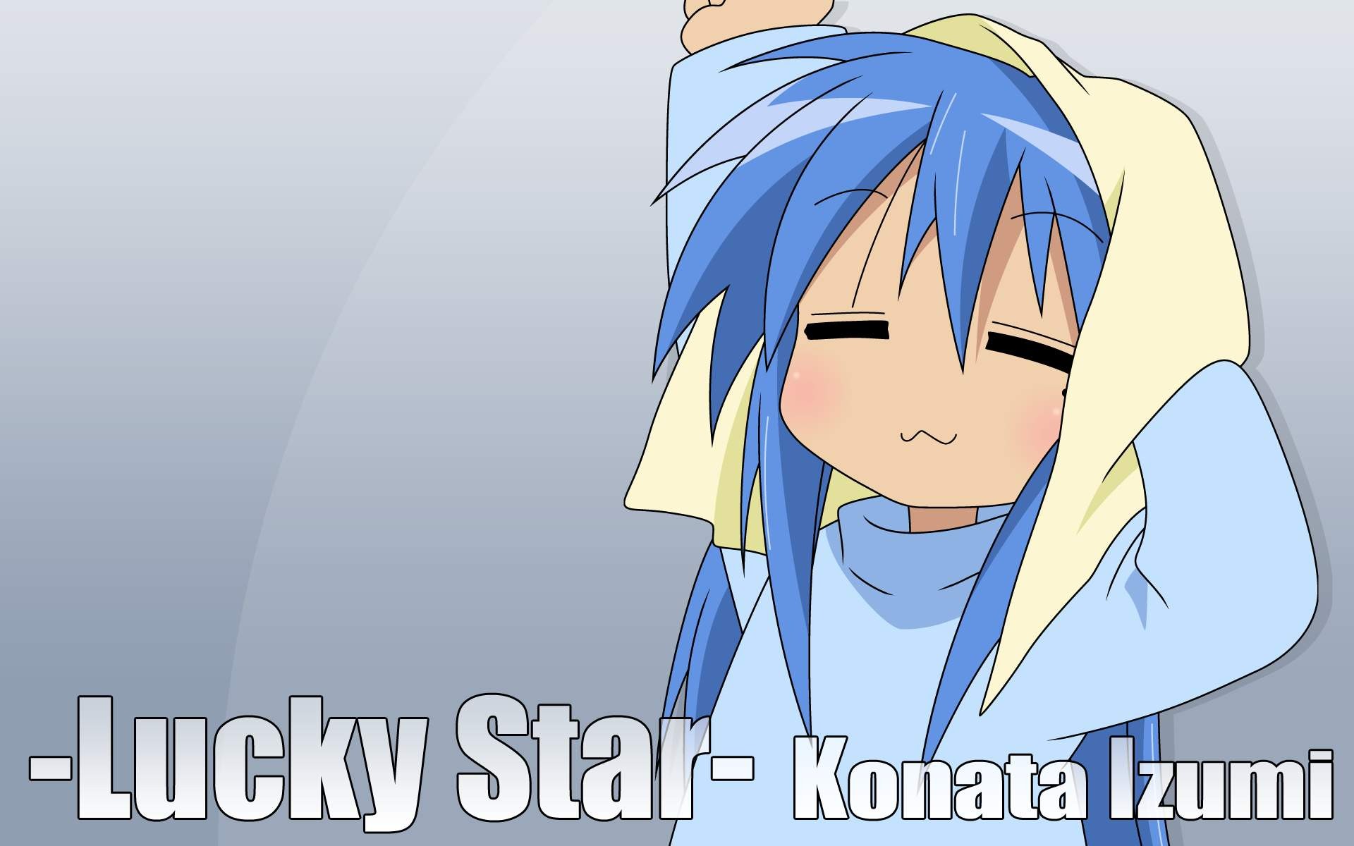 Anime 1920x1200 anime girls Lucky Star Izumi Konata blue hair anime simple background closed eyes