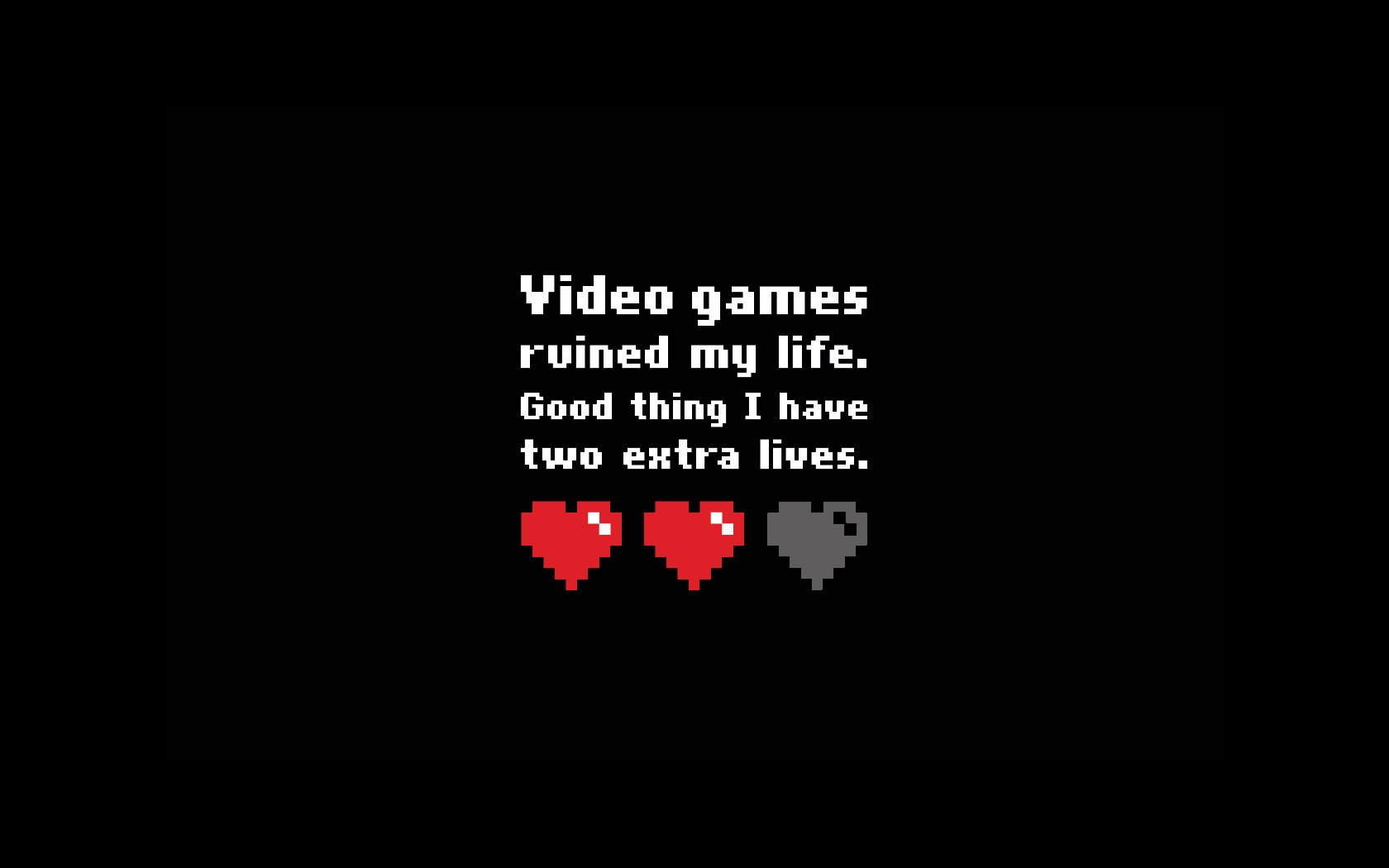 General 1680x1050 simple background black background pixelated video games video game art heart (design) humor typography