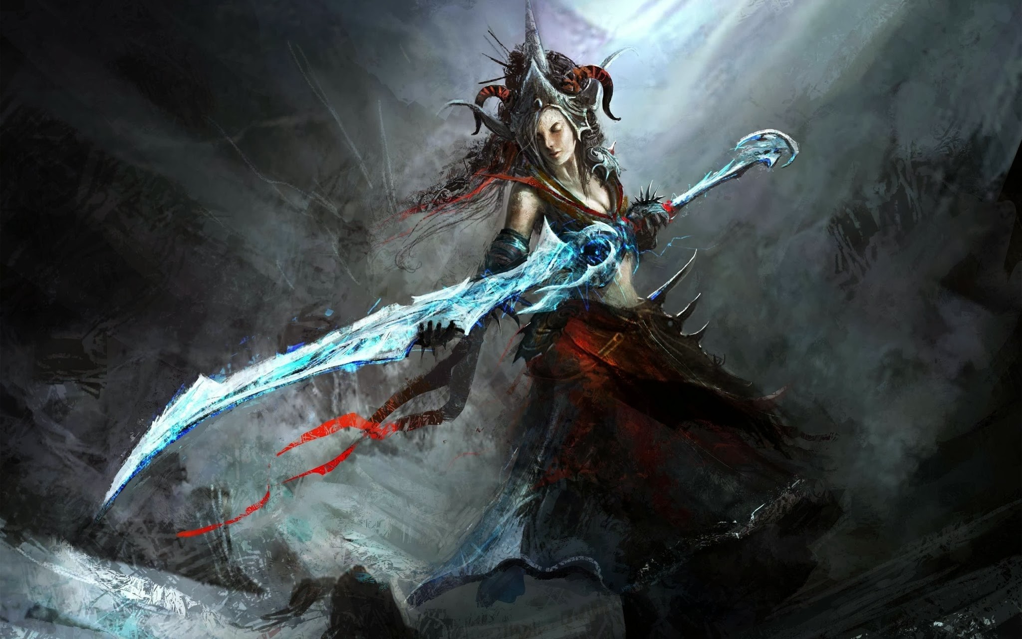 General 2048x1280 fantasy art fantasy girl weapon artwork women with swords sword