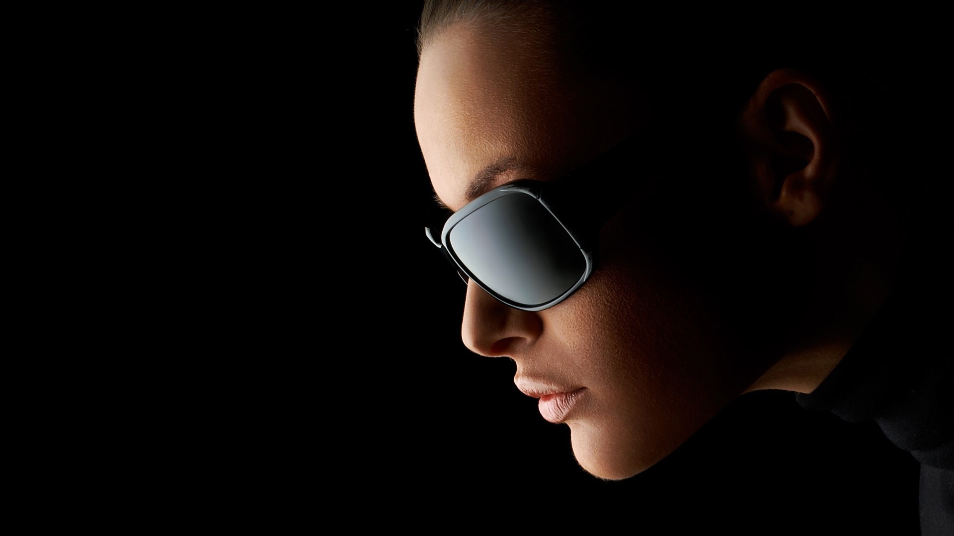 People 1920x1080 women with shades sunglasses model simple background women black background closeup profile face