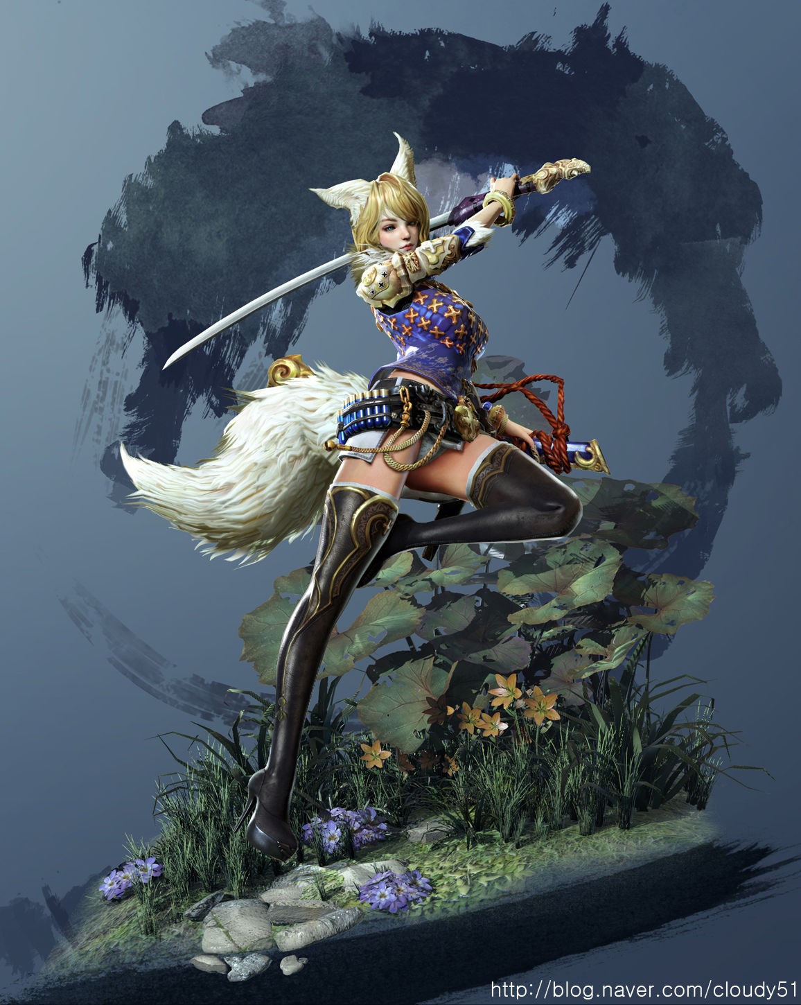General 1156x1450 Perfect World anime sword fantasy girl fantasy art video games video game art video game girls fox girl